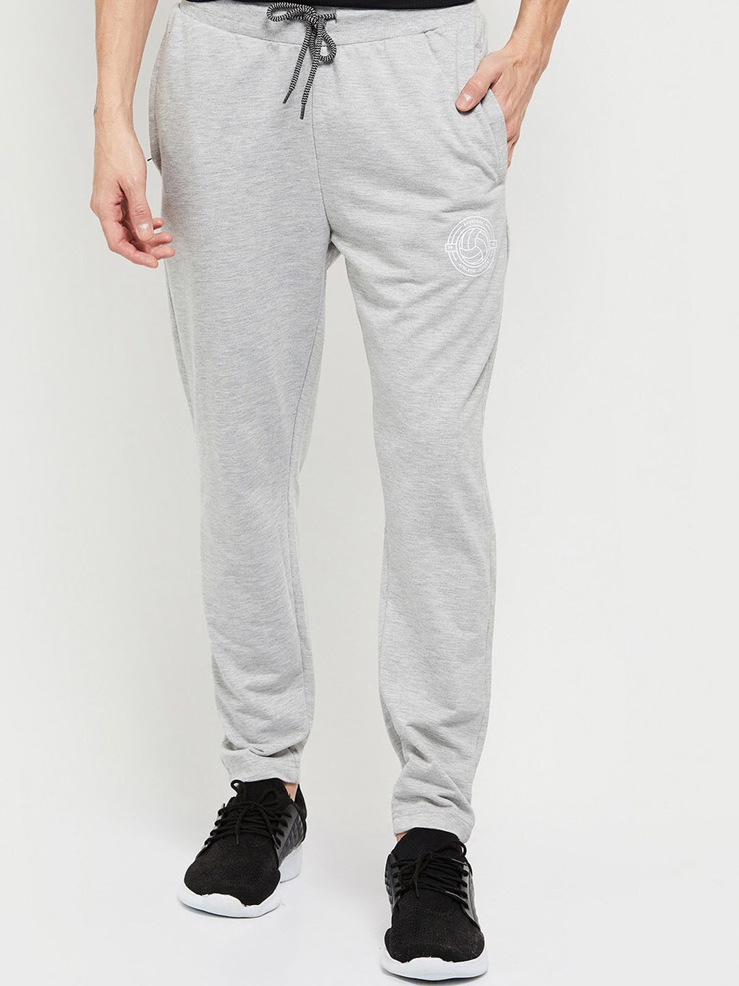 

max Men Melange Grey Solid Track Pant, Grey melange