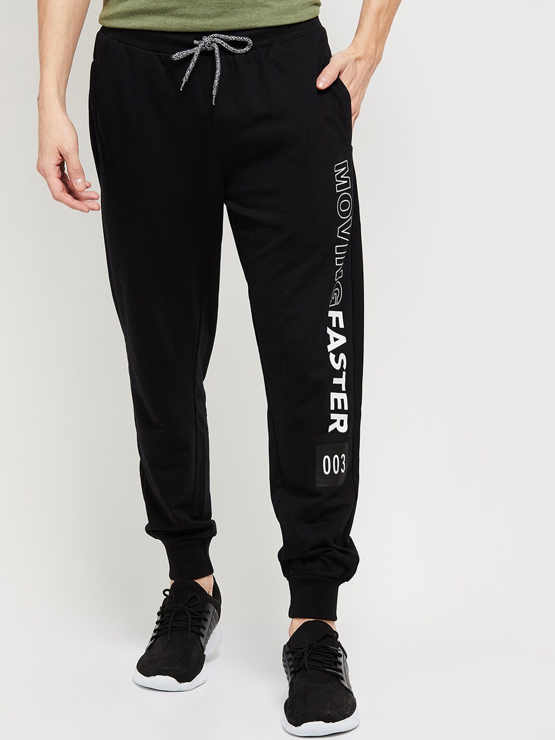 

max Men Black Printed Joggers
