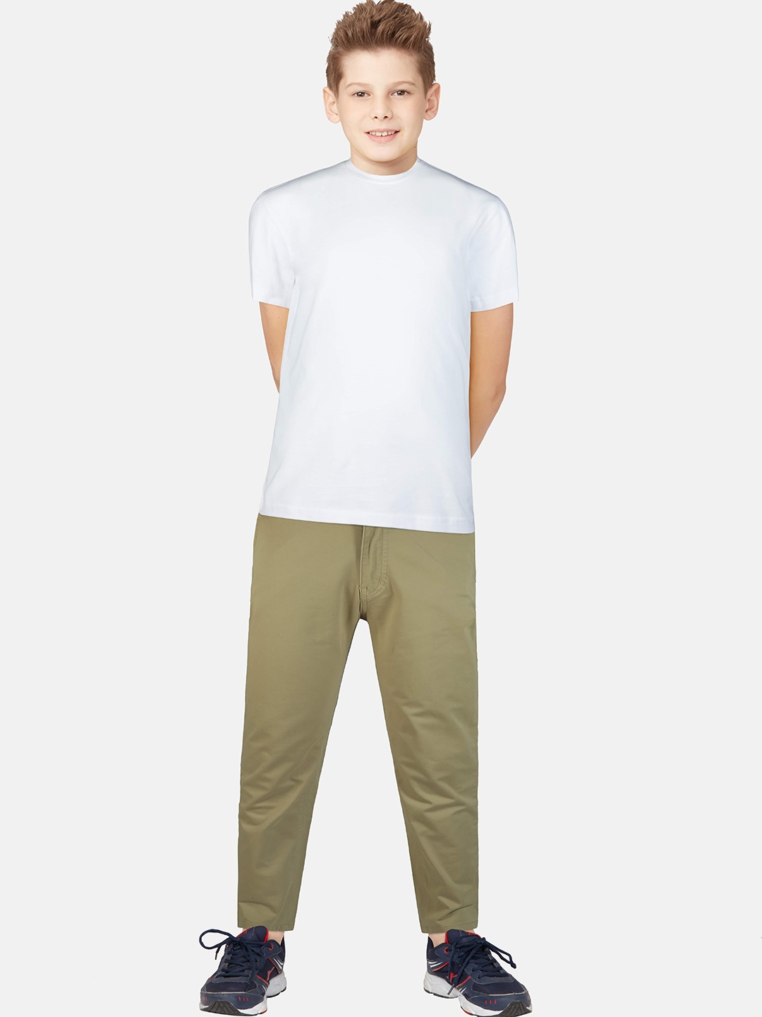 

Palm Tree Boys Khaki Fixed Waist Mid -Rise Trousers