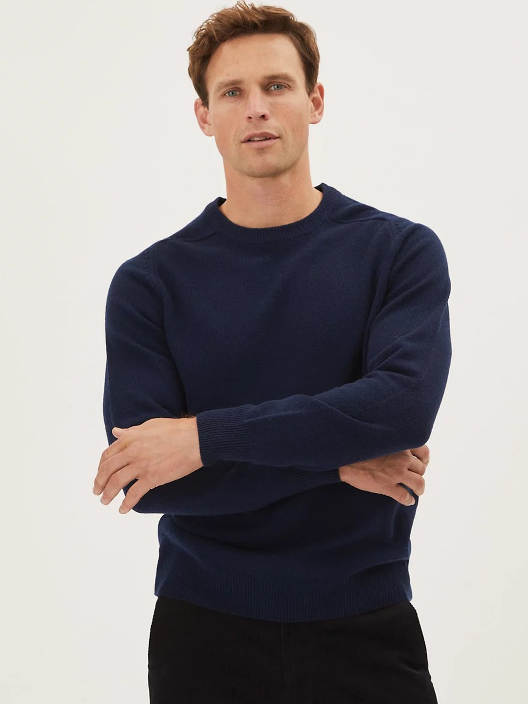

Marks & Spencer Men Woollen Pullover, Navy blue