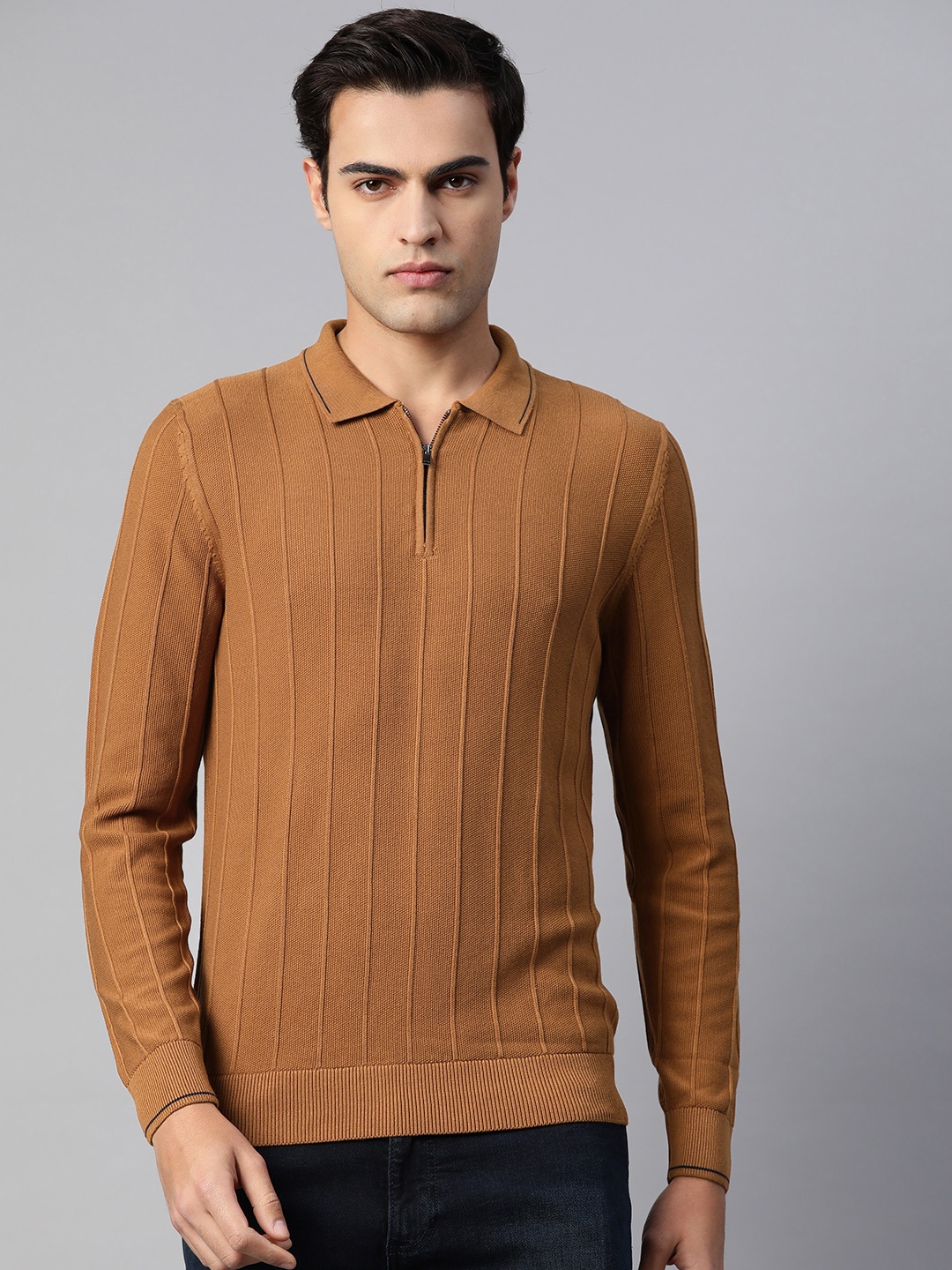 

Marks & Spencer Self Striped Pullover Sweater, Mustard