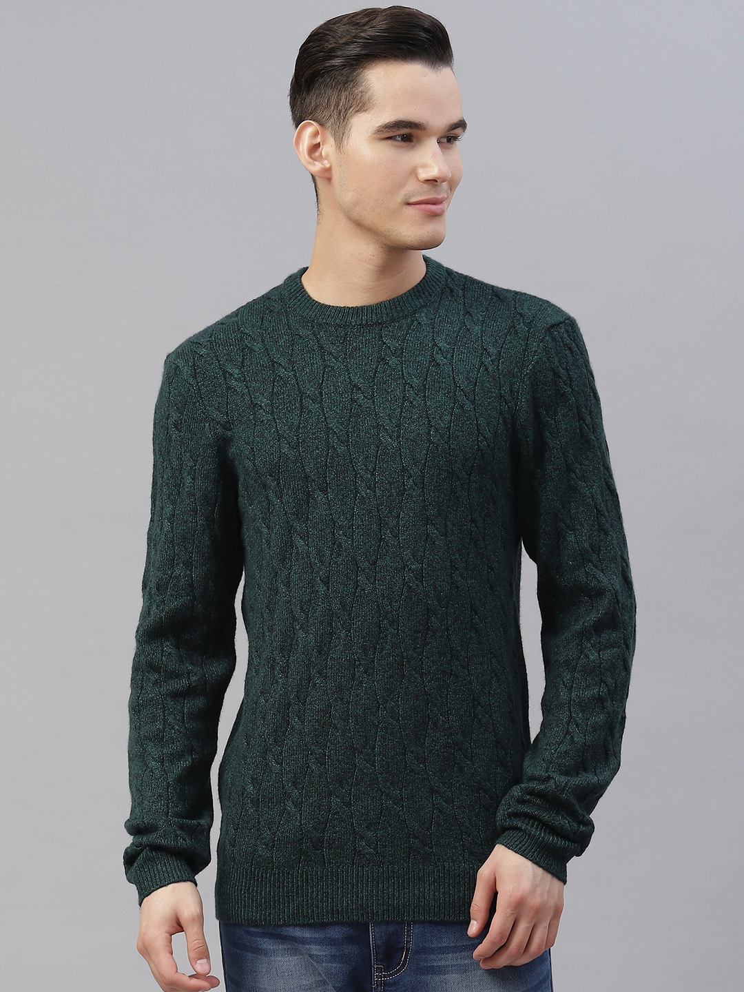 

Marks & Spencer Men Cable Knit Pullover, Green