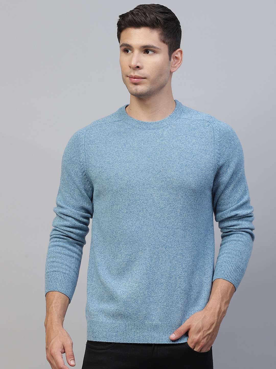 

Marks & Spencer Men Blue Solid Wool Pullover