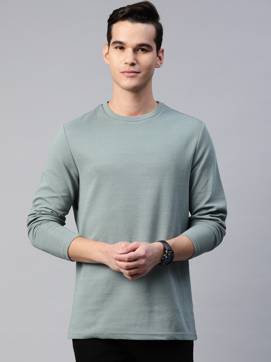 

Marks & Spencer Men Ribbed Sweatshirt, Green