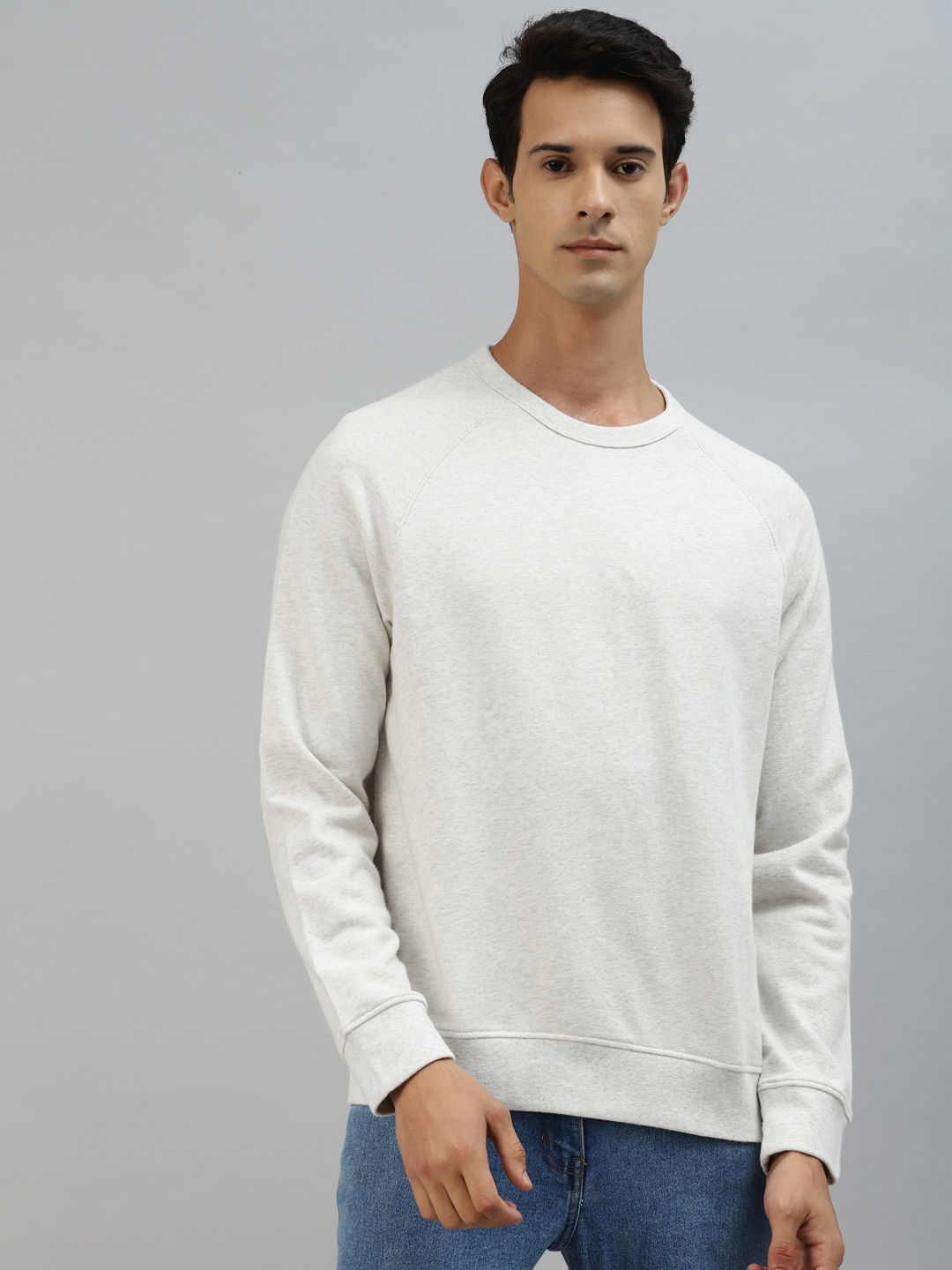 

Marks & Spencer Men Off White Pure Cotton Solid Sweatshirt