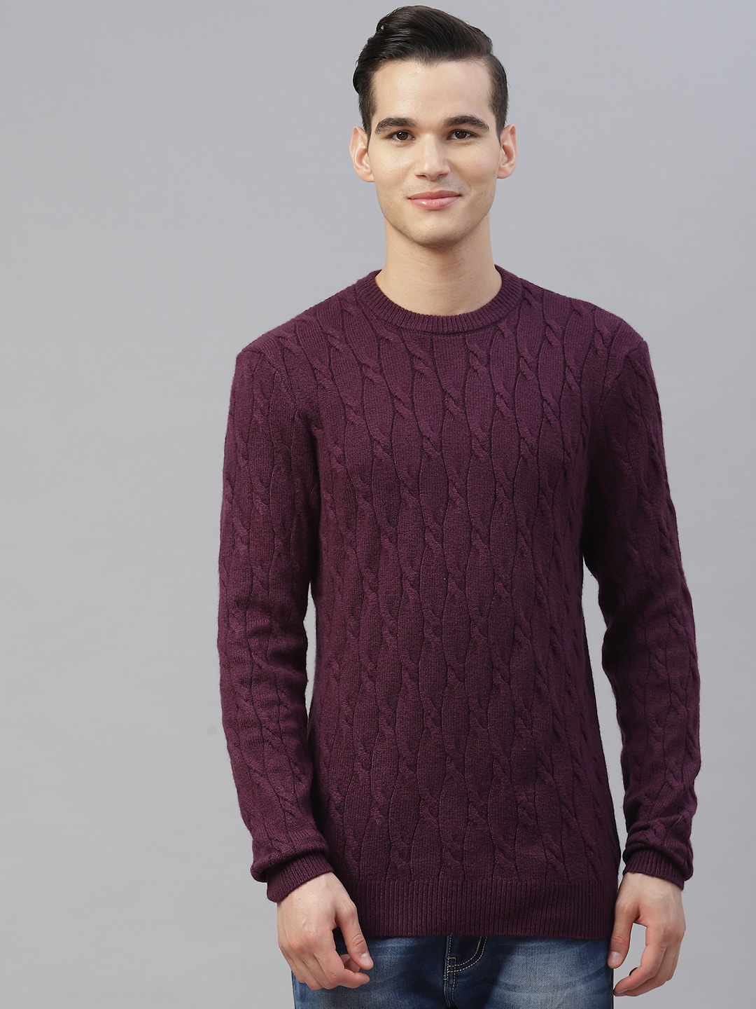 

Marks & Spencer Men Cable Knit Pullover, Purple