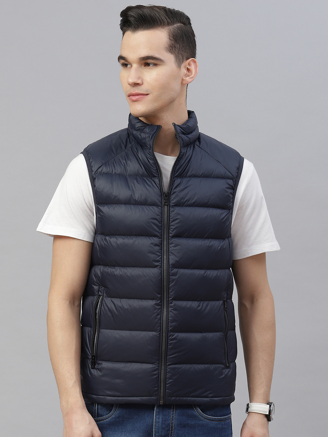 

Marks & Spencer Men Lightweight Padded Stormwear Down Jacket, Navy blue