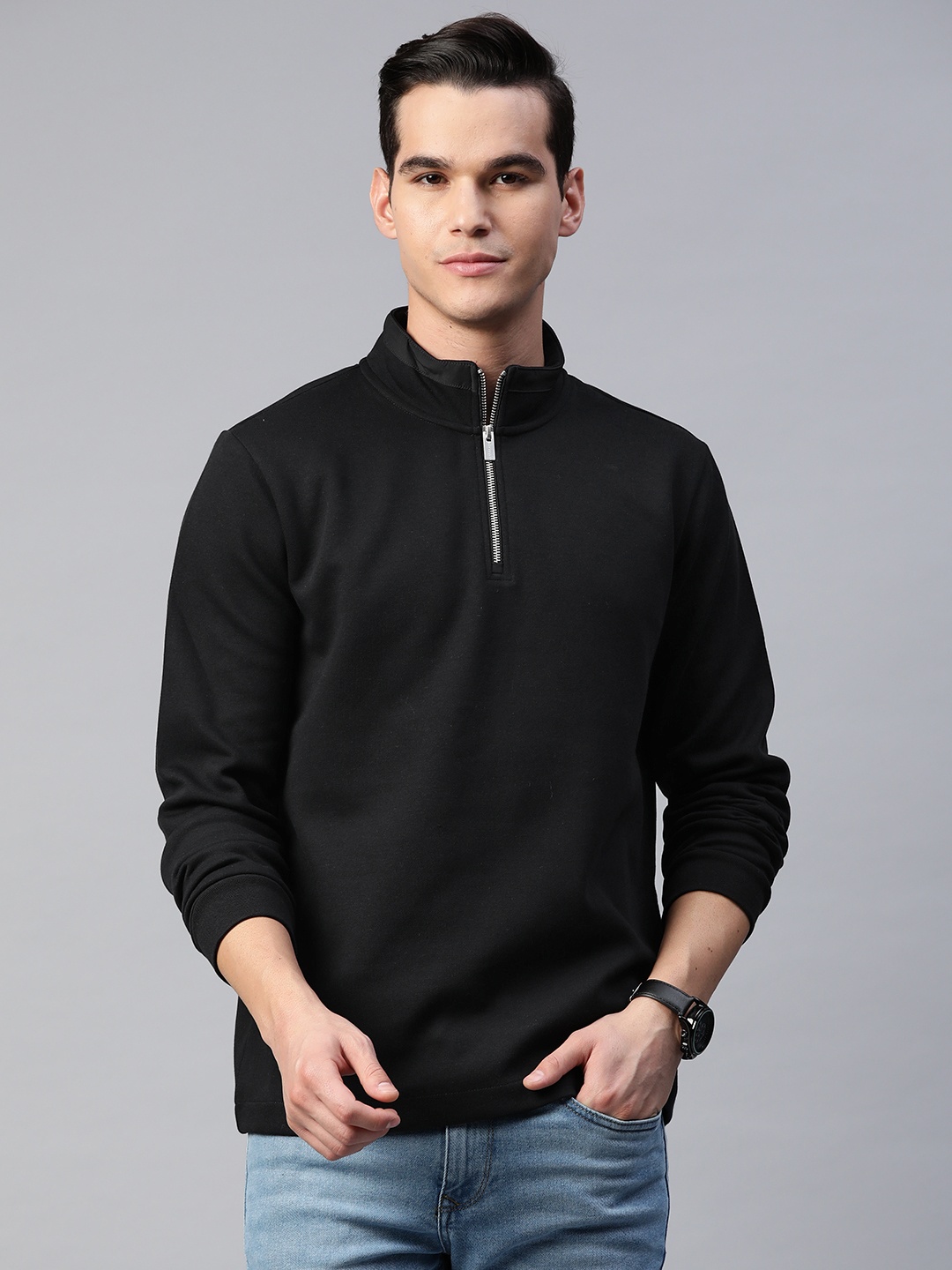 

Marks & Spencer Slim Fit Half Zipper Sweatshirt, Black