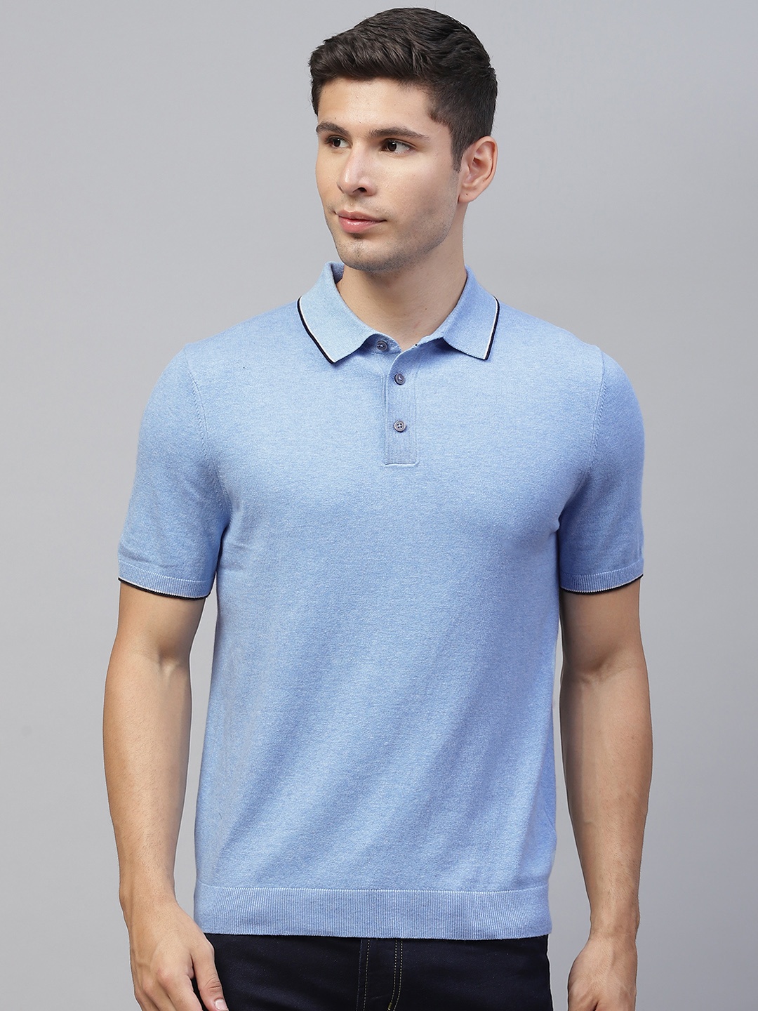 

Marks & Spencer Men Blue Polo Collar T-shirt