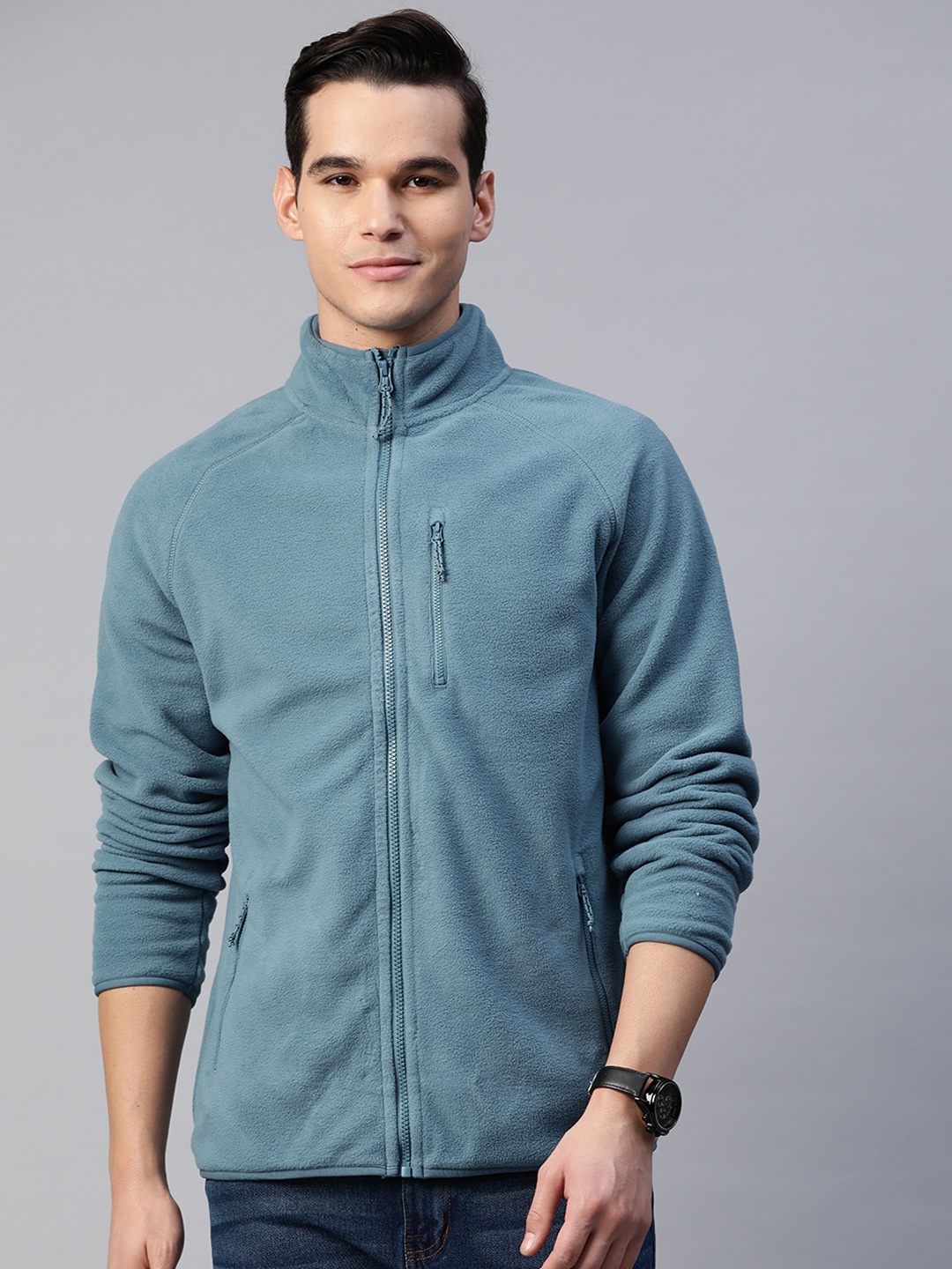 

Marks & Spencer Mock Collar Fleece Tailored Jacket, Blue