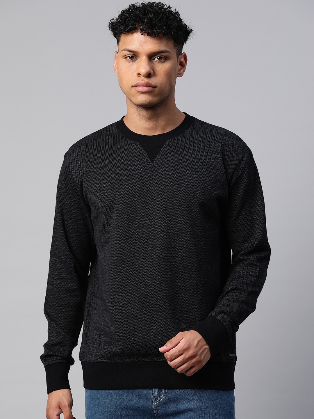 

Marks & Spencer Chevron Print Regular Pullover Sweatshirt, Black