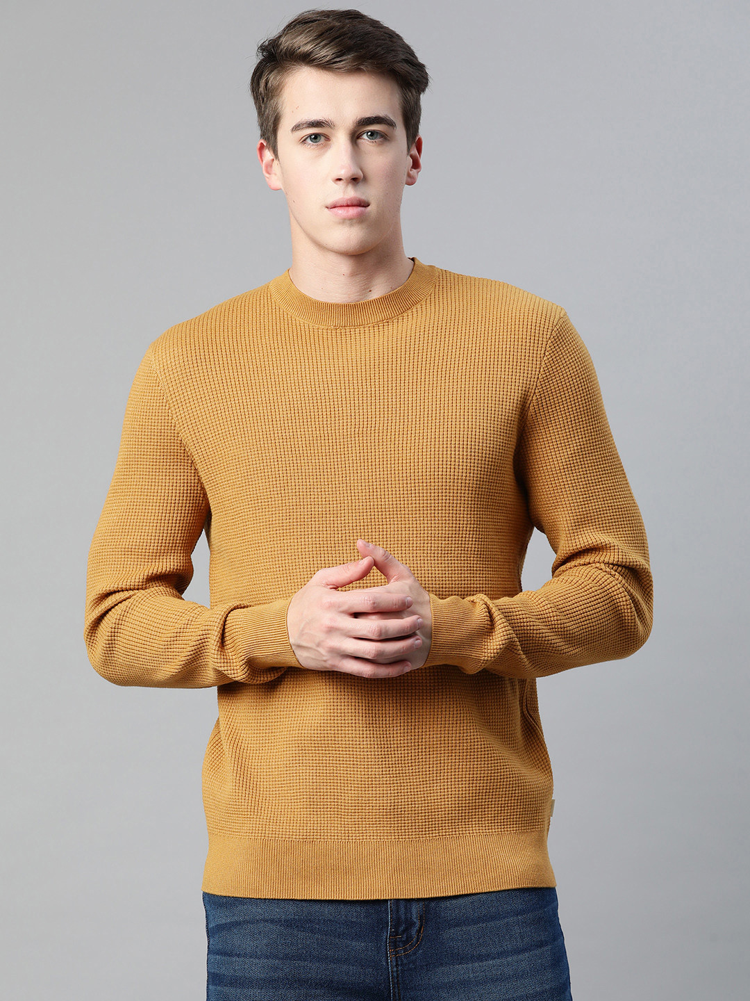 

Marks & Spencer Textured Round Neck Pullover, Mustard