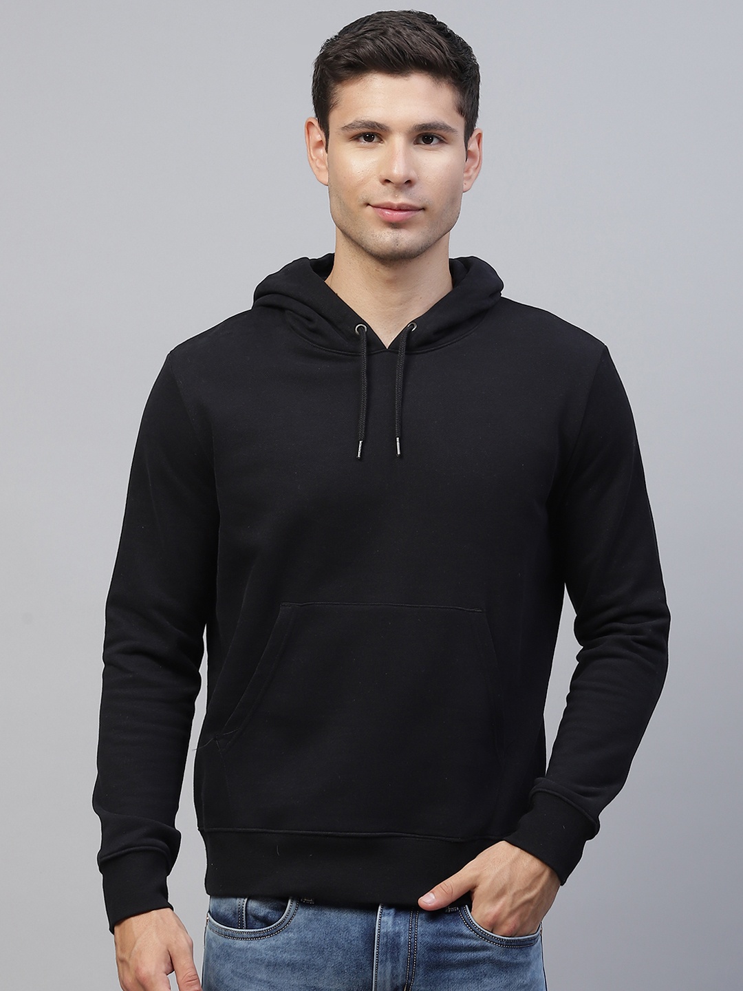 

Marks & Spencer Men Black Solid Hooded Pure Cotton Sweatshirt
