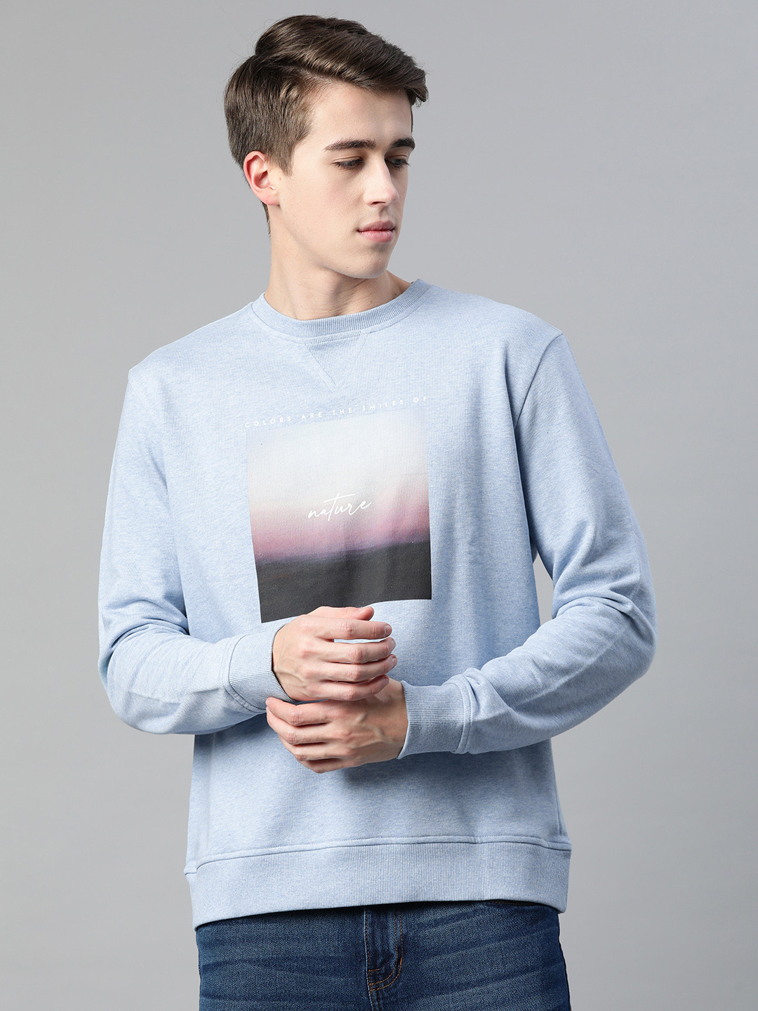 

Marks & Spencer Pure Cotton Graphic Printed Sweatshirt, Blue