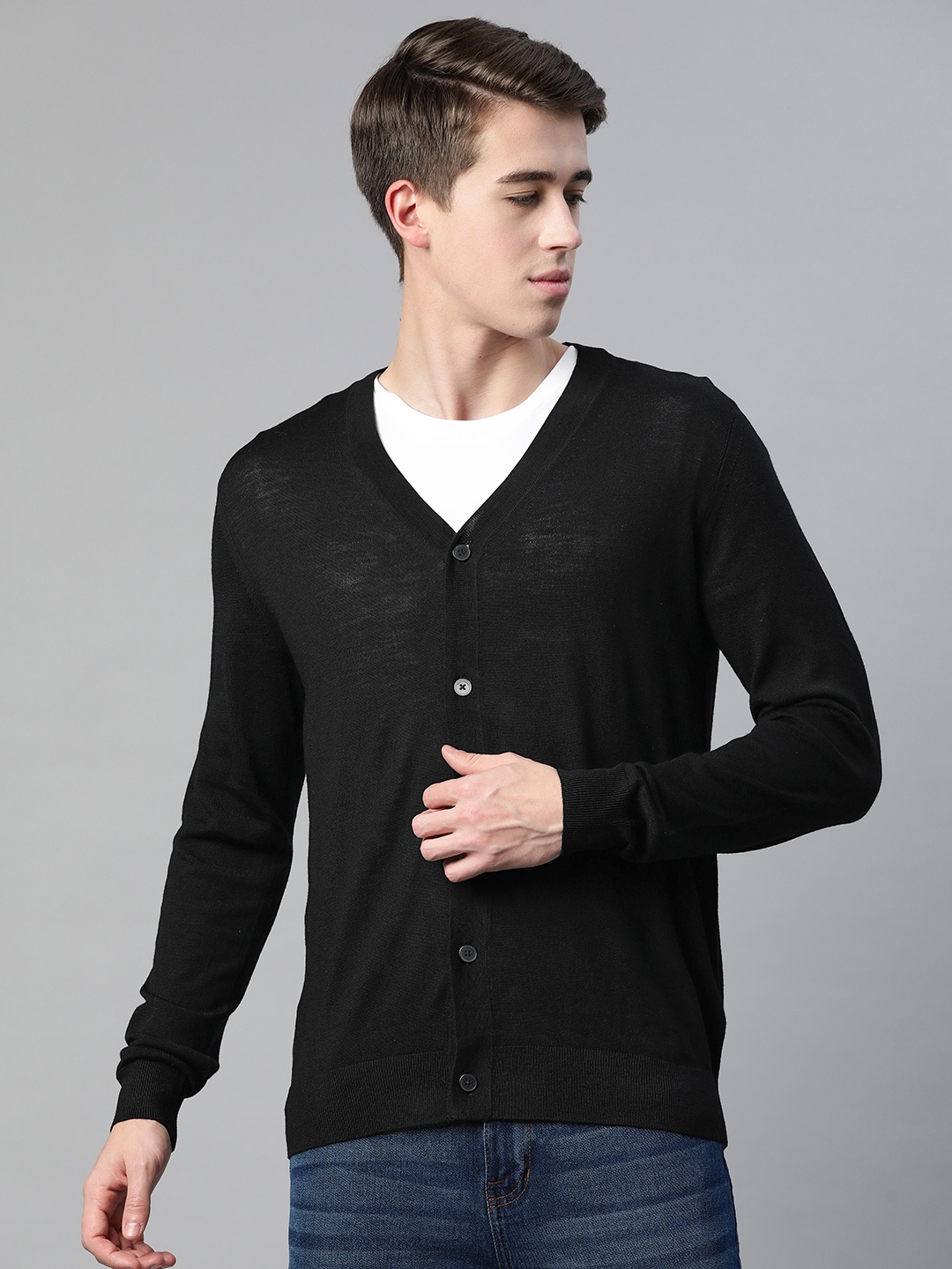 

Marks & Spencer Pure Wool V-Neck Cardigan, Black