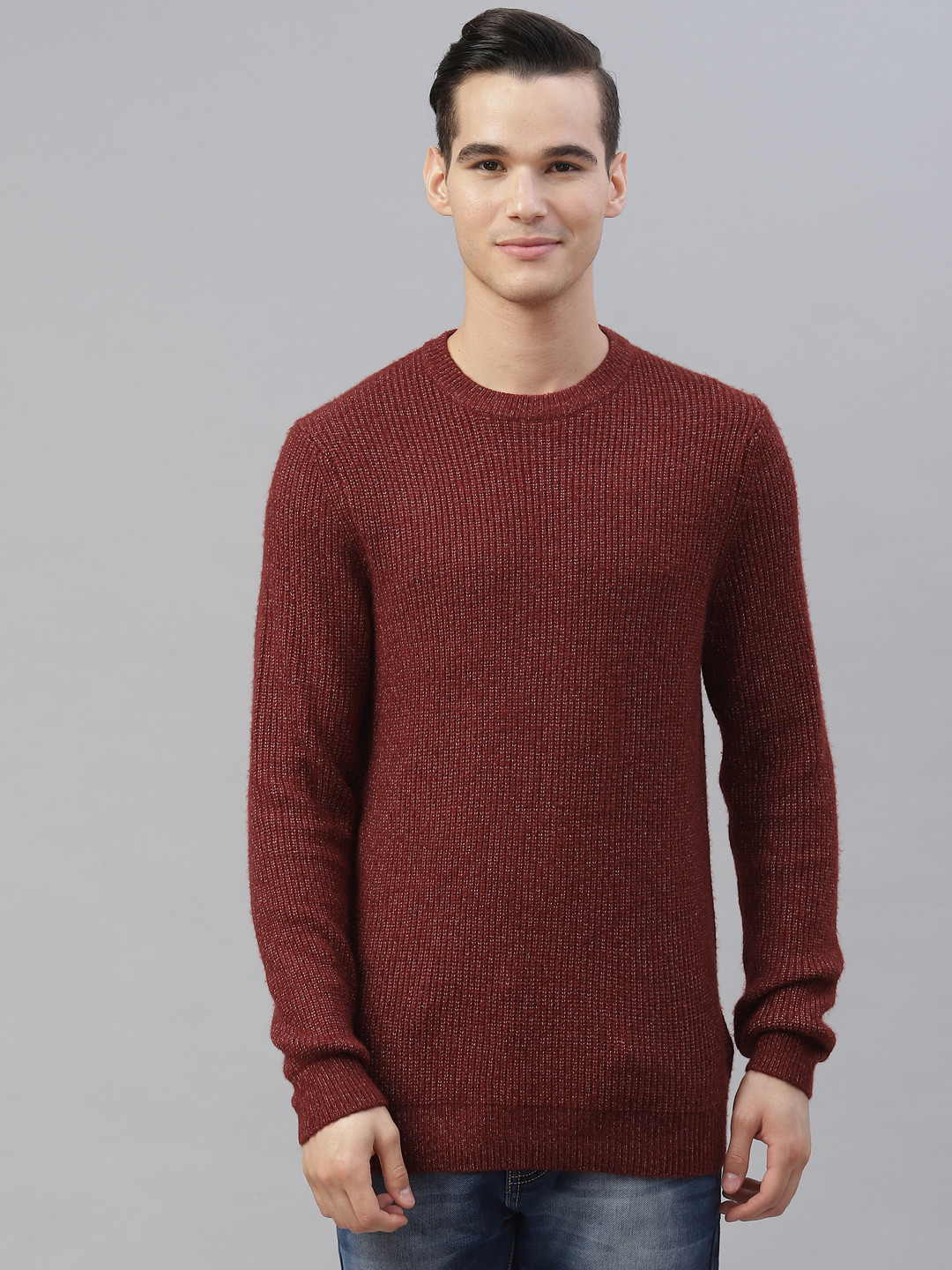 

Marks & Spencer Men Self Design Pullover, Rust