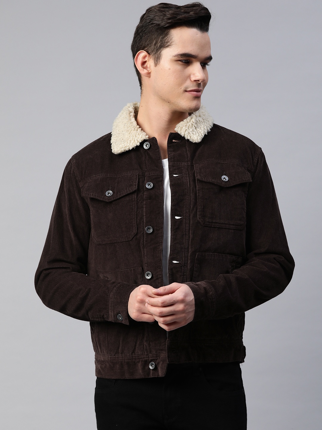 

Marks & Spencer Corduroy Fleece Lined Tailored Jacket, Brown