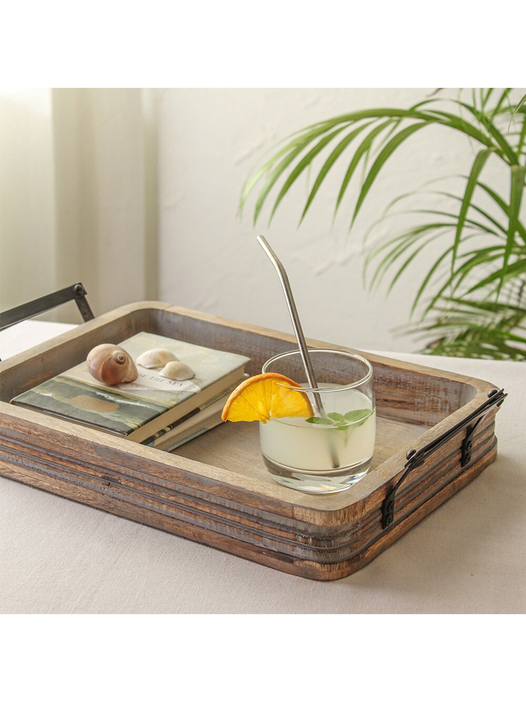 

House This Brown Solid Wooden Tray