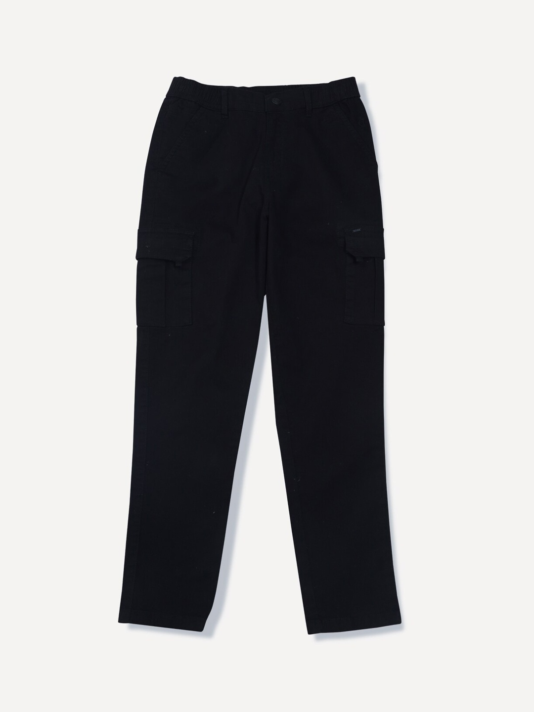 

Gini and Jony Boys Black Solid Cargos Trousers