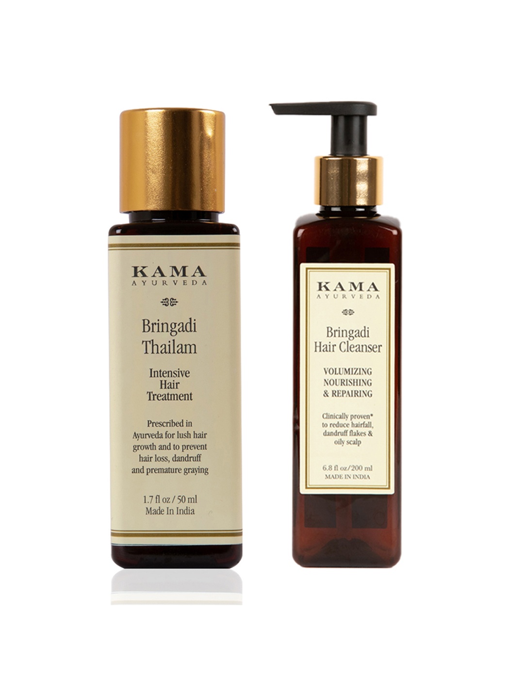 

KAMA AYURVEDA Set of Bringadi Thailam Hair Oil - 50 ml & Bringadi Hair Cleanser - 200 ml, Beige