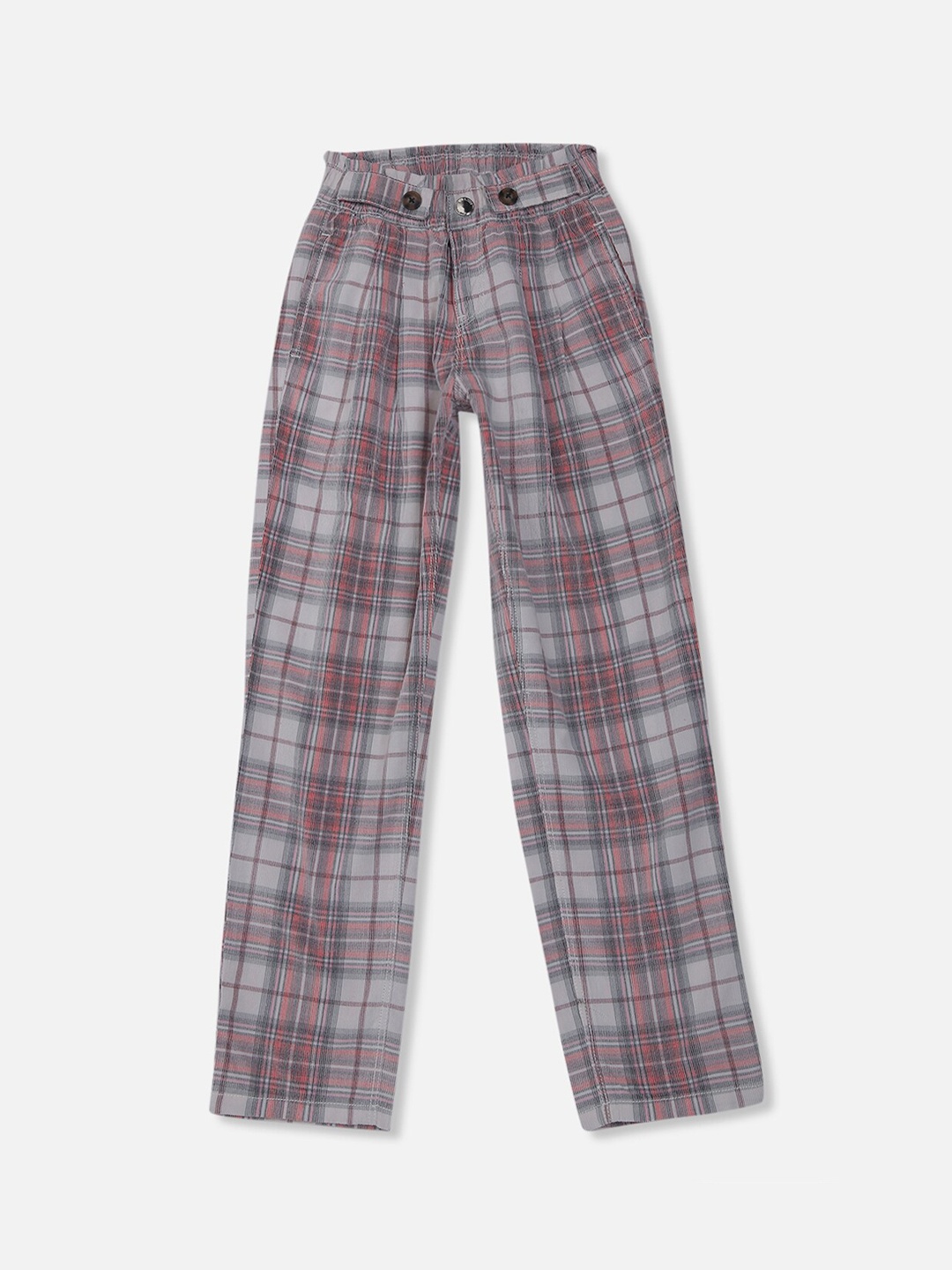 

Gini and Jony Girls Maroon & Grey Checked Trousers