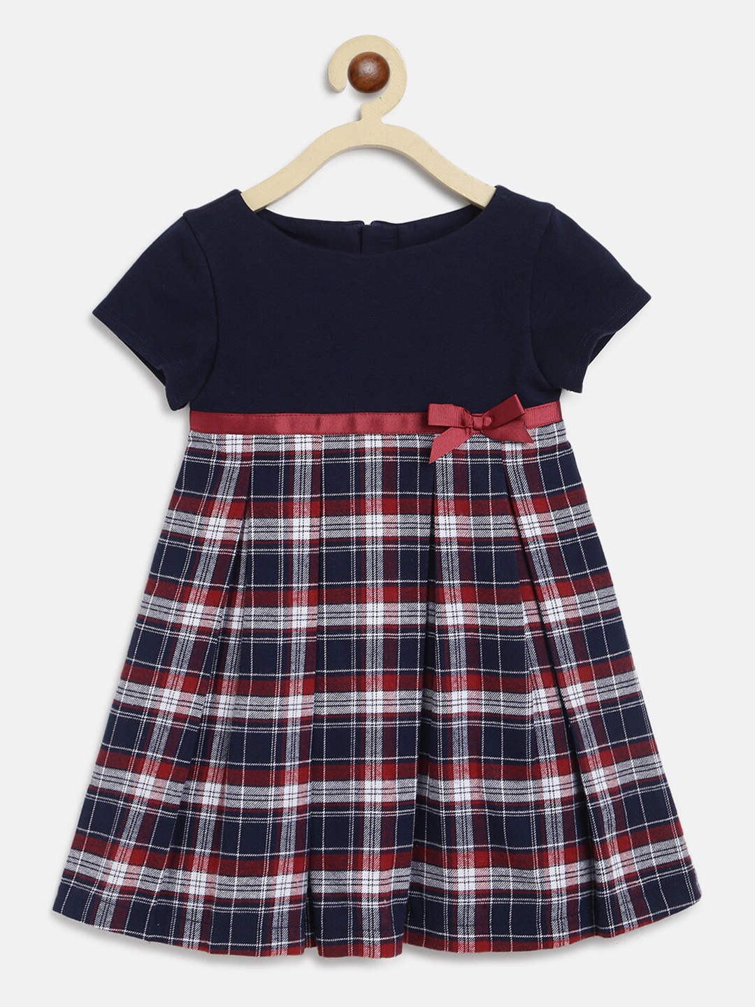 

Chicco Girls Navy Blue & Red Checked A-Line Dress