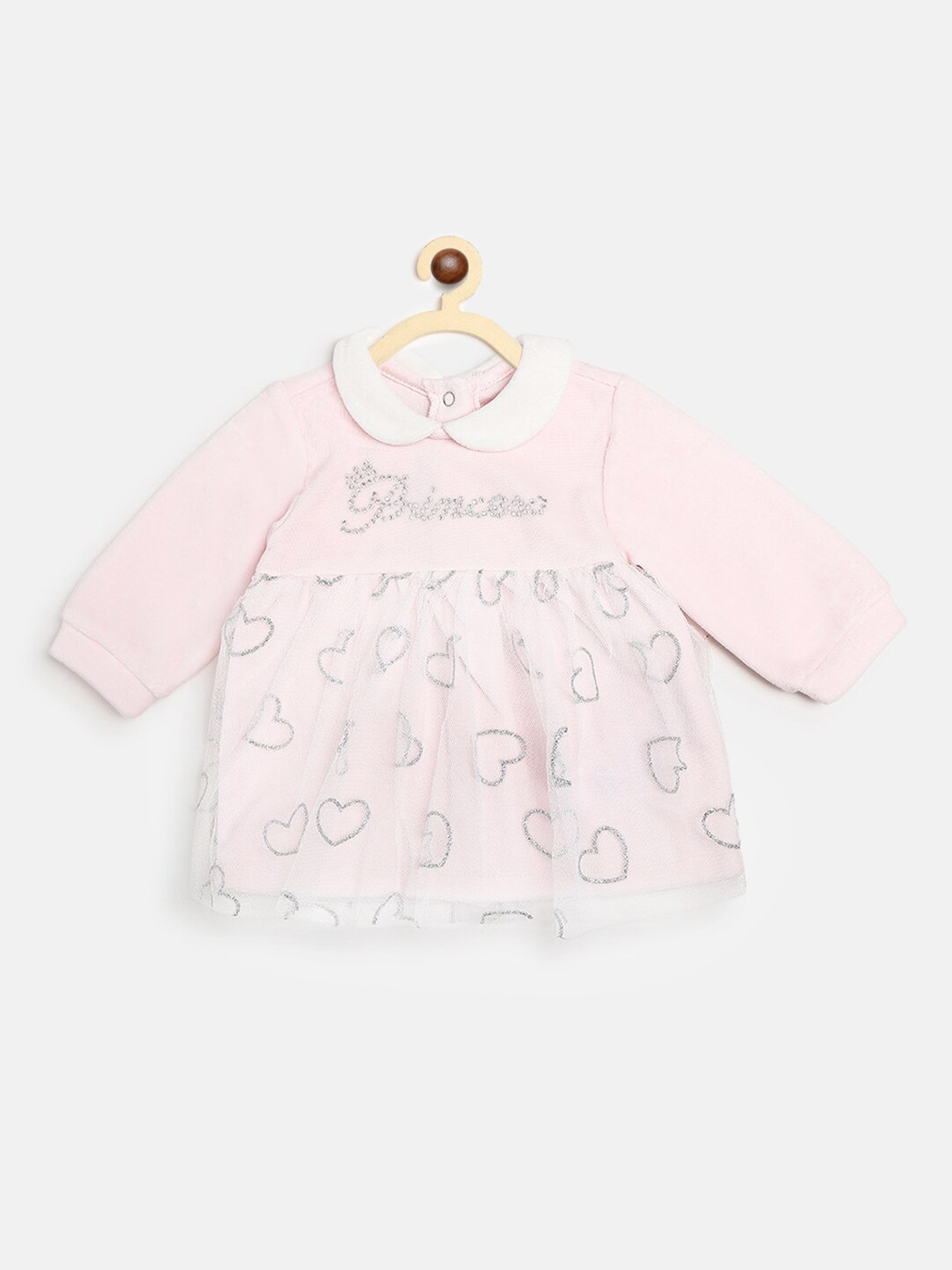 

Chicco Girls Pink Peter Pan Collar Layered Net A-Line Dress