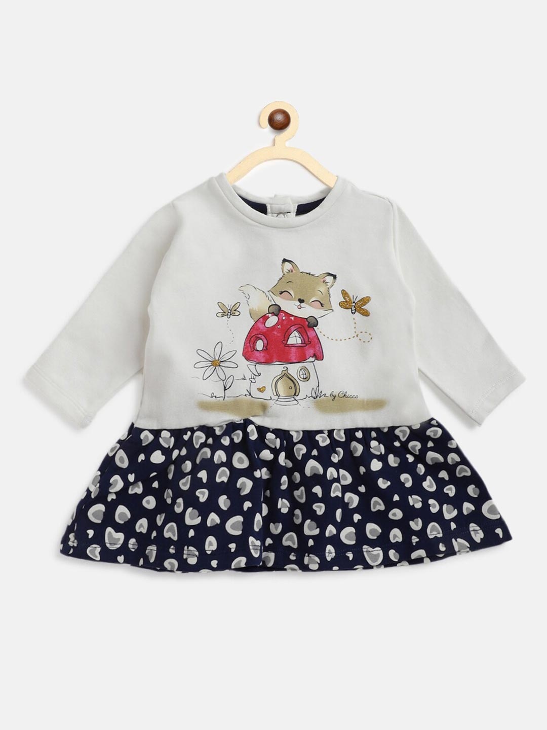 

Chicco Kids Girls White Long Sleeves Round Neck Dress