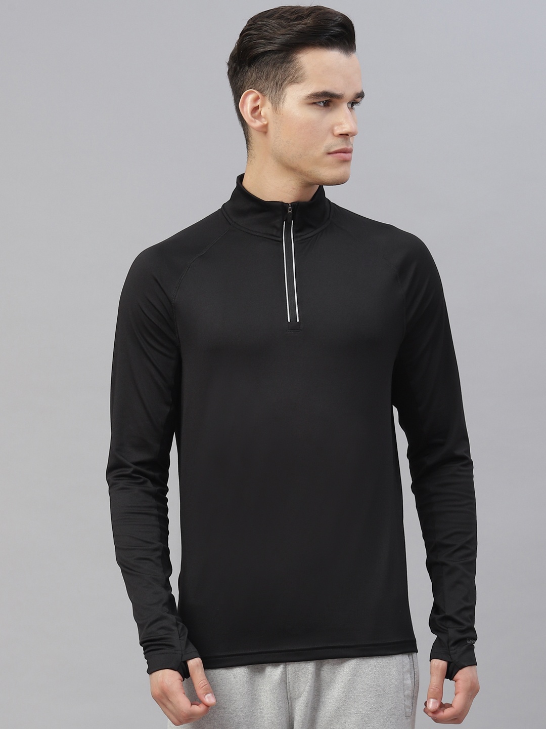 

Marks & Spencer Men Solid High Neck Moisture Wicking T-shirt, Black