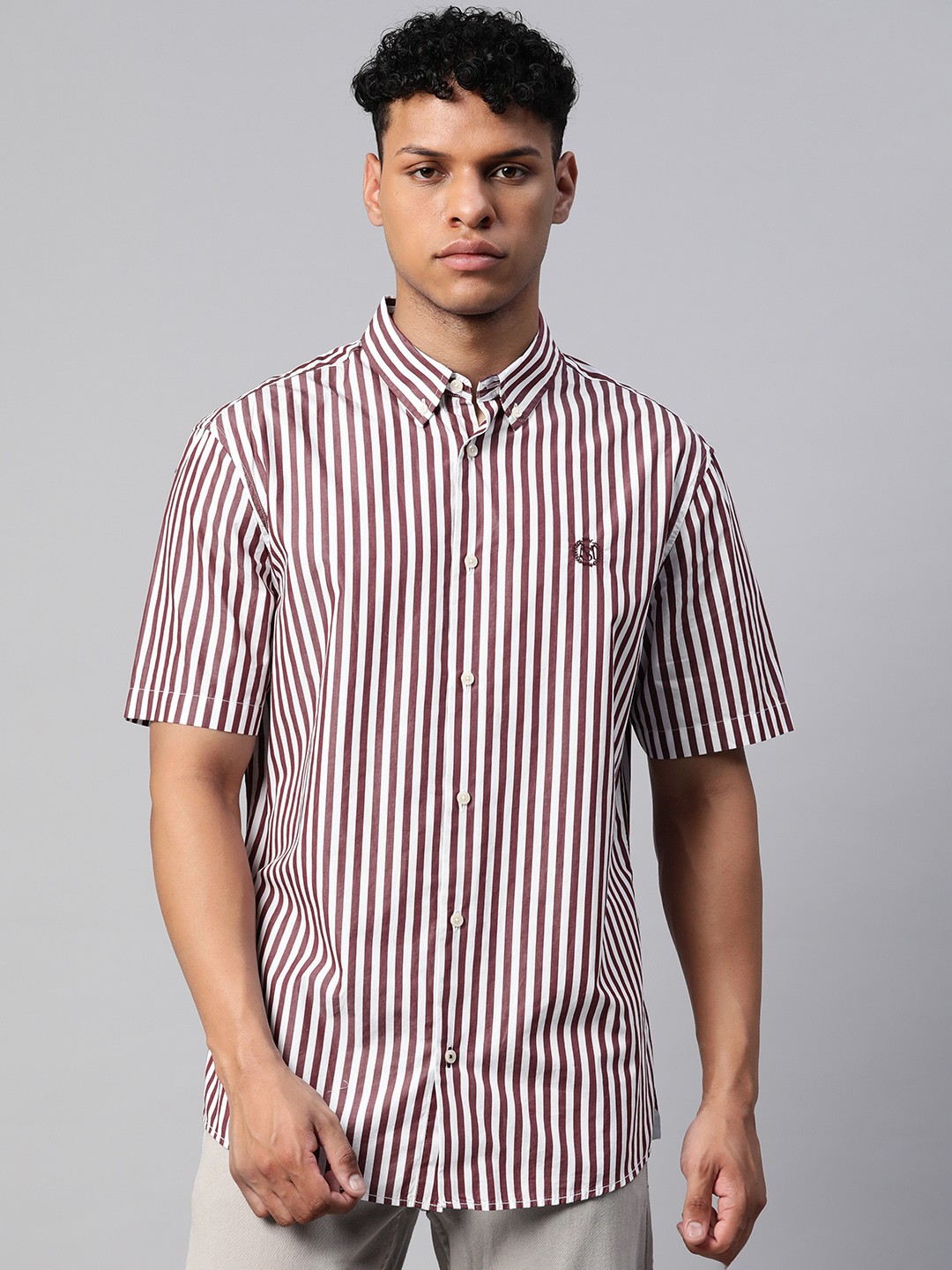 

Marks & Spencer Pure Cotton Striped Casual Shirt, Brown