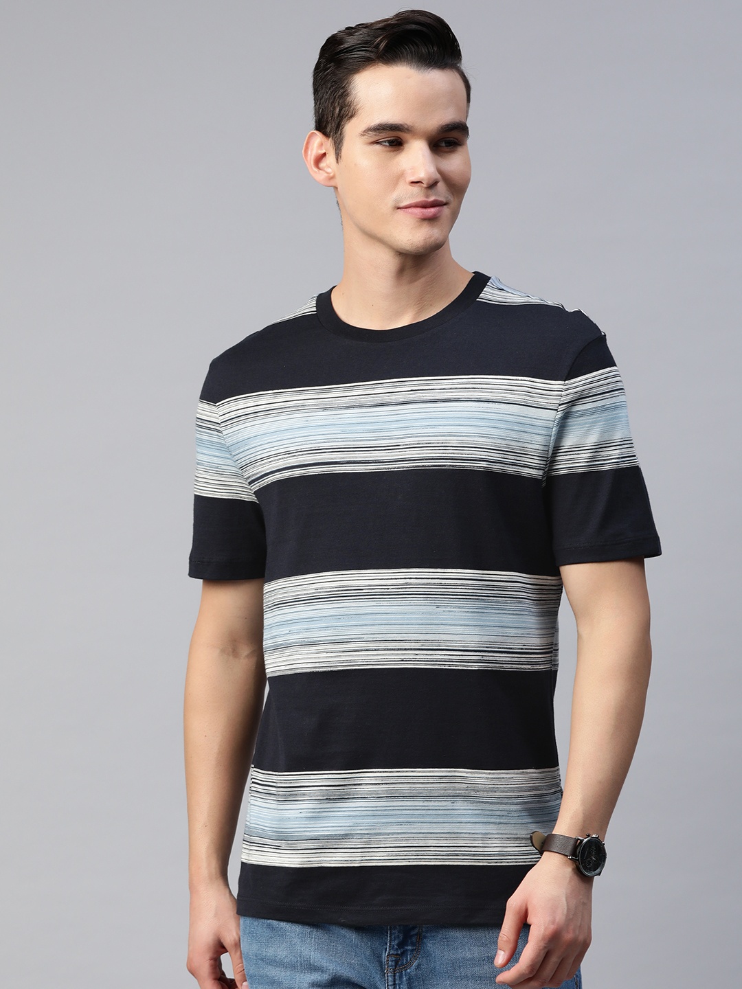 

Marks & Spencer Round Neck Striped T-shirt, Navy blue