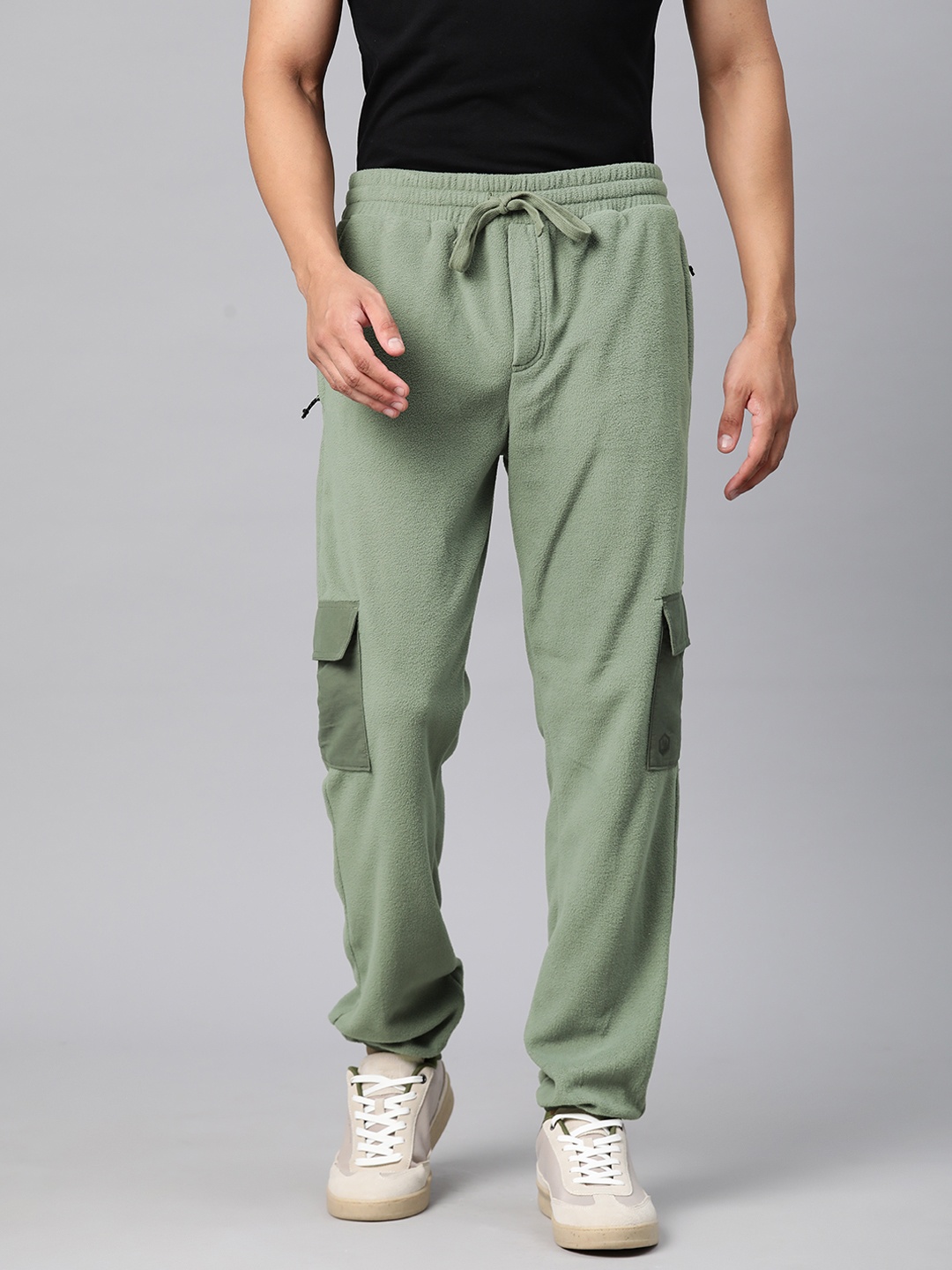 

Marks & Spencer Men Solid Cargo Joggers, Olive