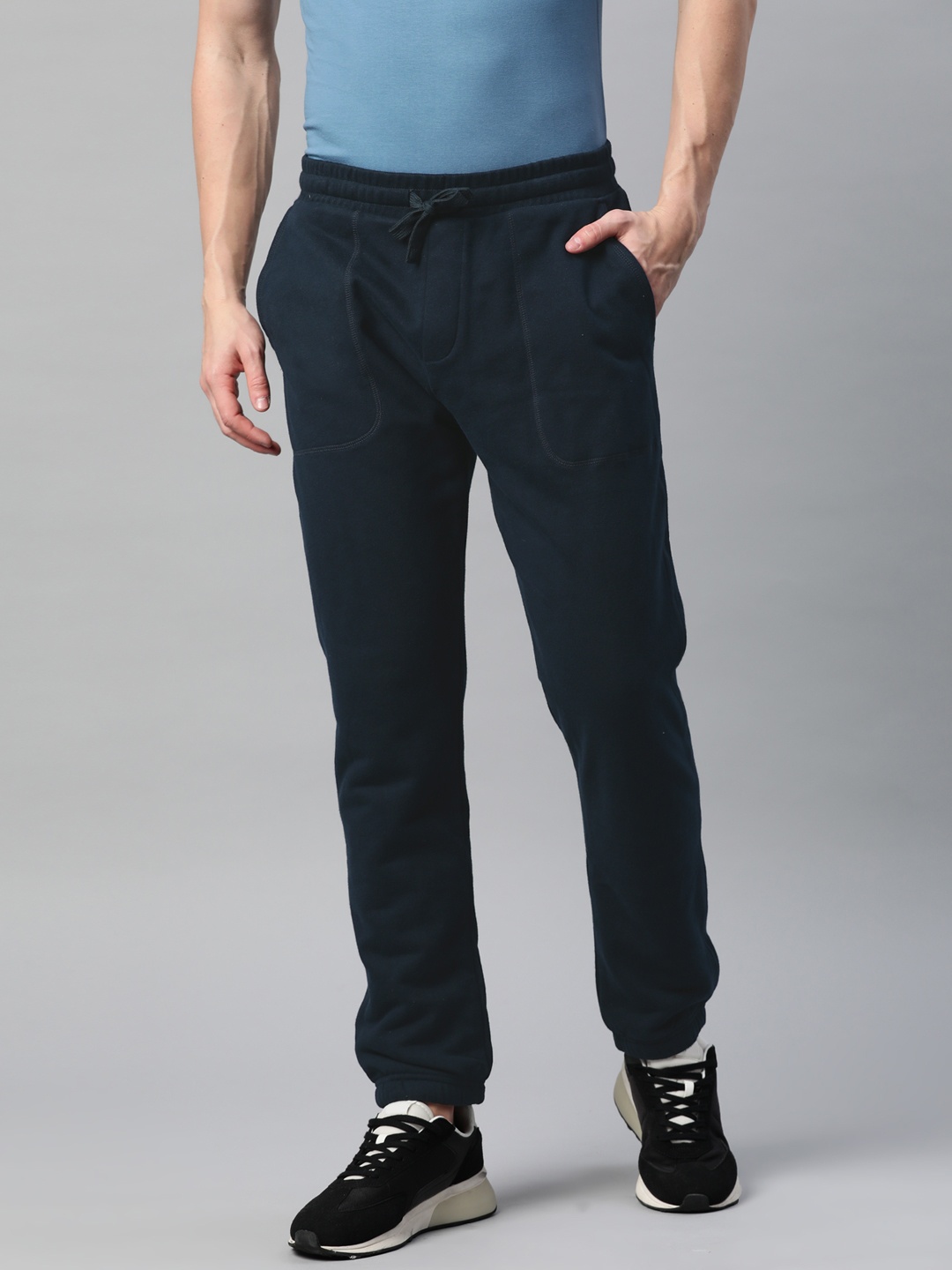 

Marks & Spencer Men Solid Cotton Joggers, Navy blue