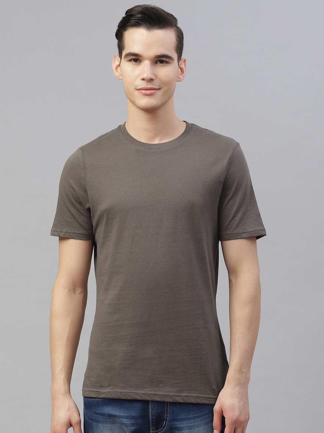 

Marks & Spencer Men Pure Cotton Solid T-shirt, Brown
