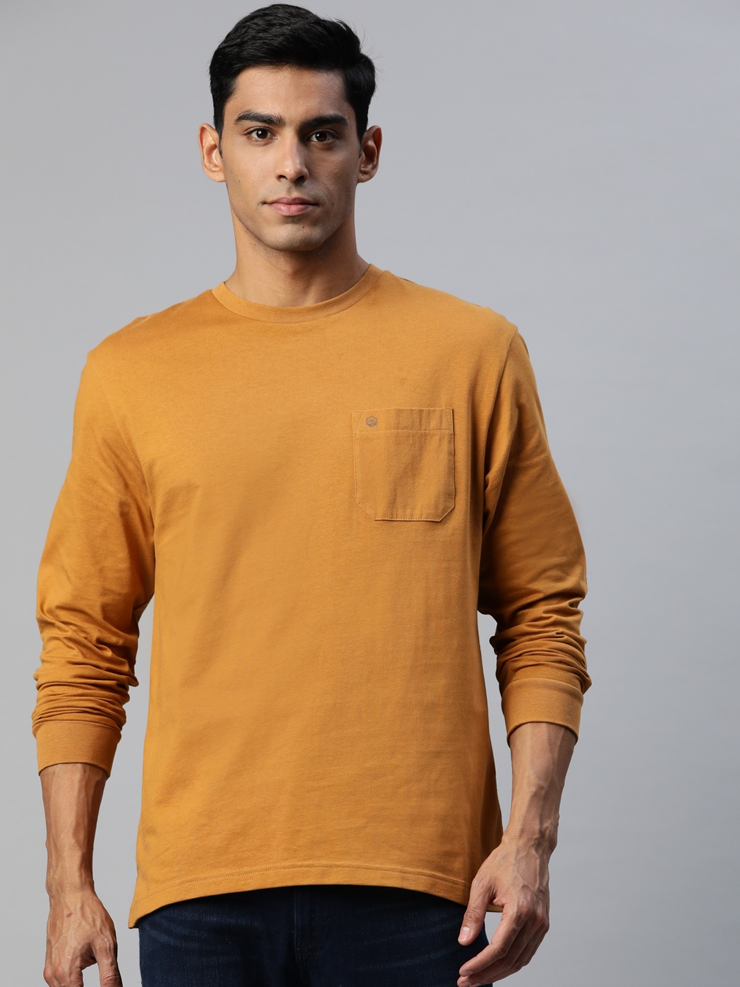 

Marks & Spencer Men Mustard Brown Pure Cotton T-shirt