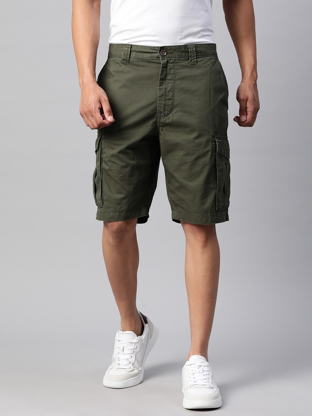 

Marks & Spencer Men Regular-FIt Pure Cotton Cargo Shorts, Olive