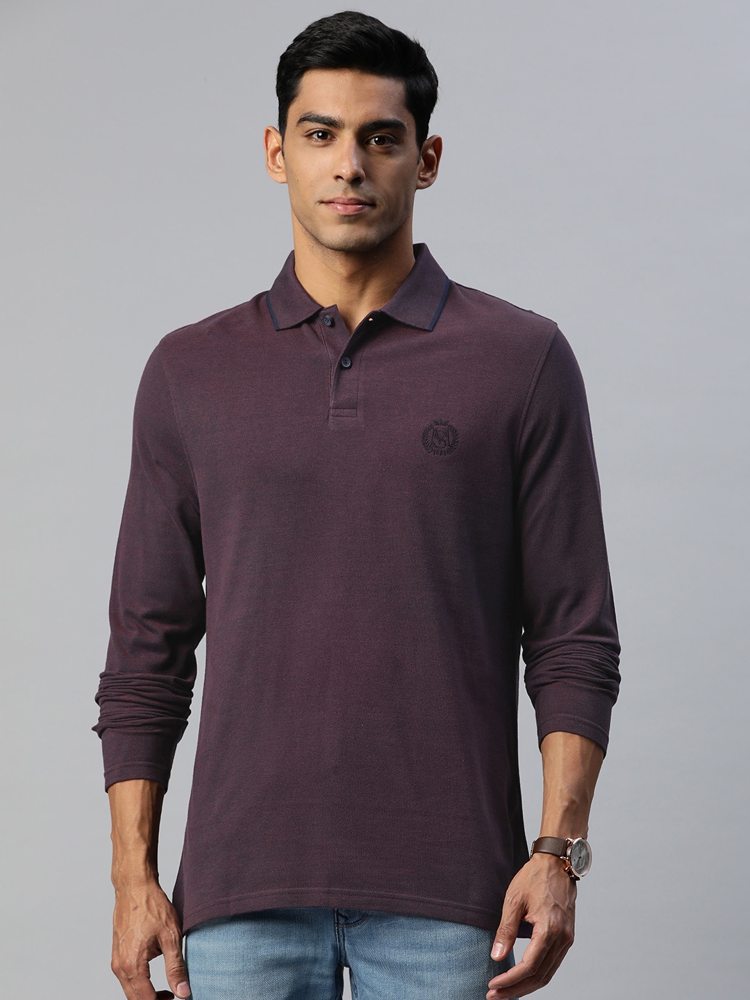 

Marks & Spencer Men Purple Pure Cotton Polo Collar T-shirt