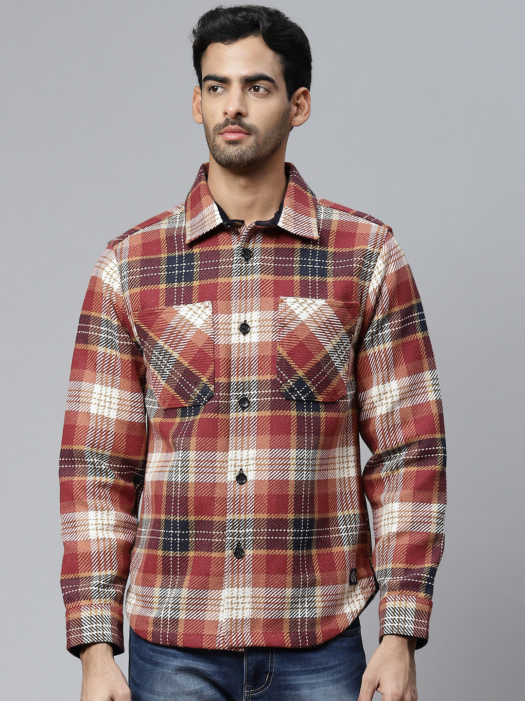 

Marks & Spencer Men Pure Cotton Tartan Checked Oversized Shacket, Red
