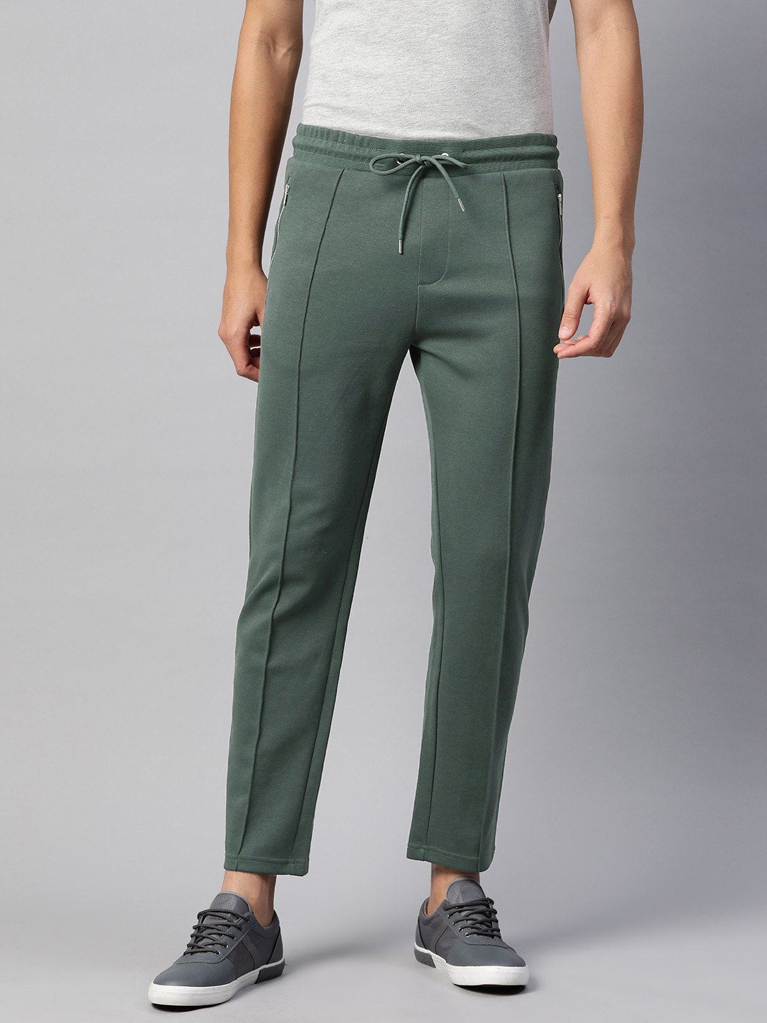 

Marks & Spencer Men Pintuck Striped Regular Fit Track Pants, Green