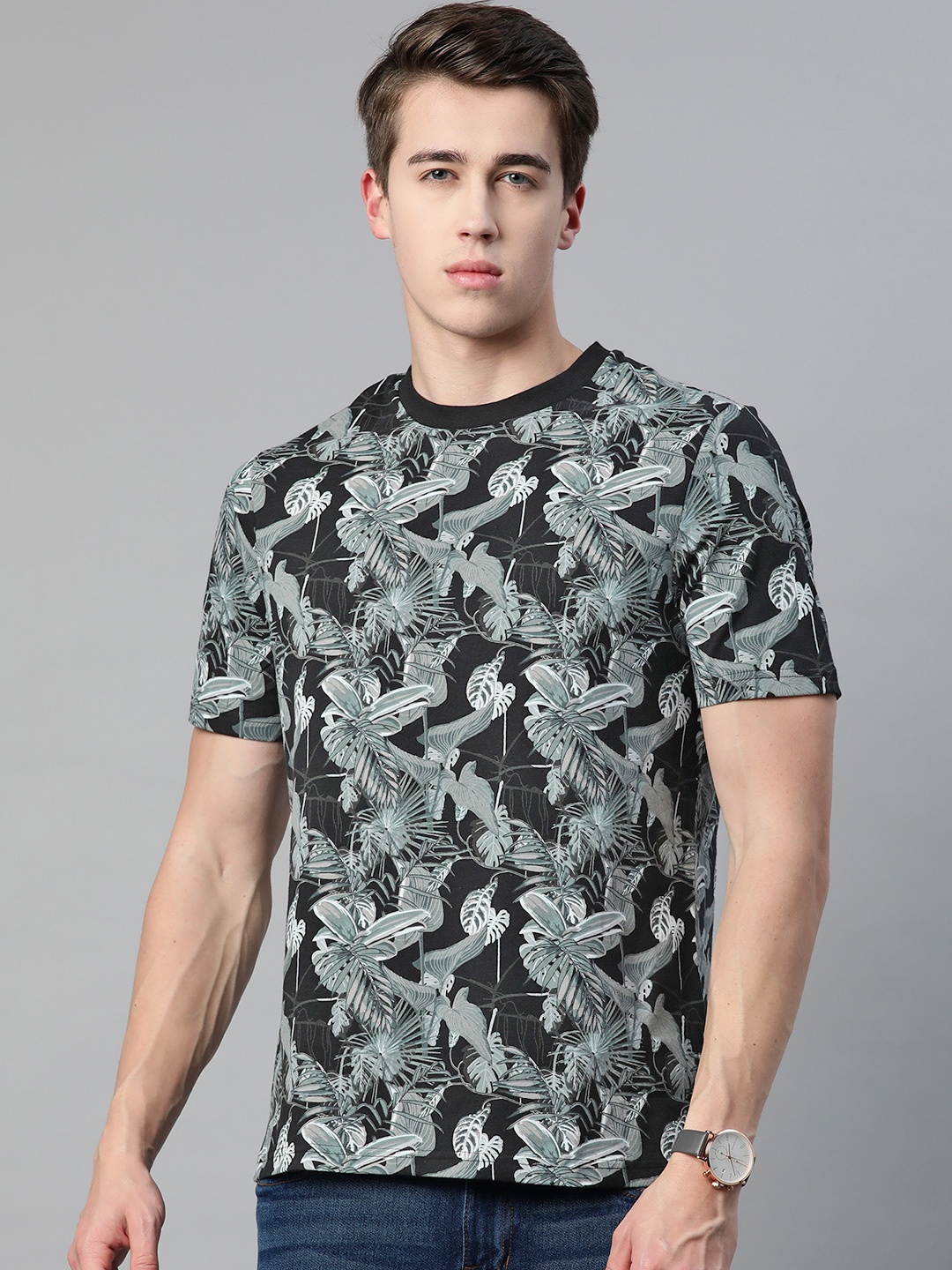 

Marks & Spencer Pure Cotton Tropical Printed T-shirt, Black