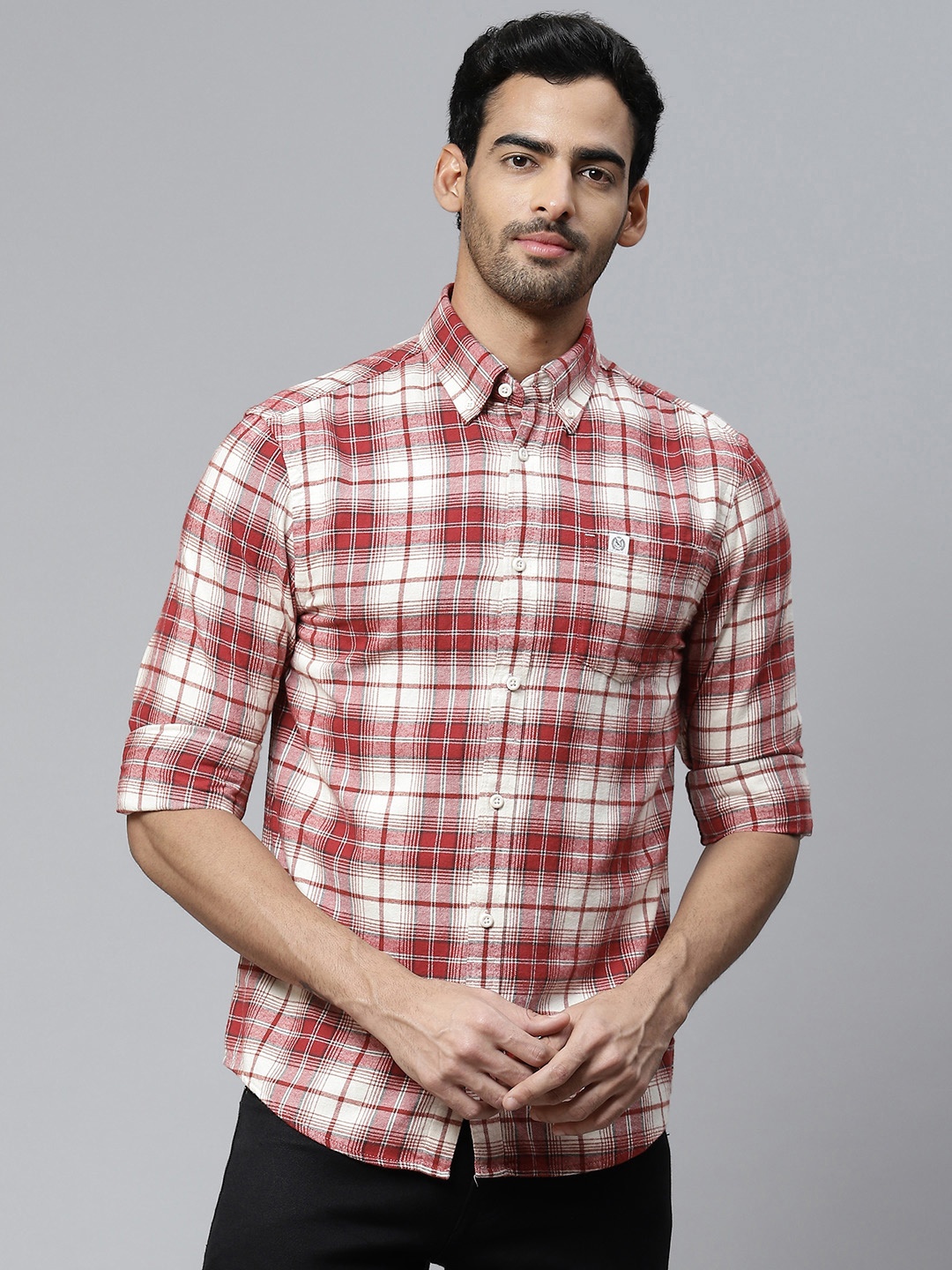 

Marks & Spencer Men Pure Cotton Tartan Checked Oversized Shacket, Beige