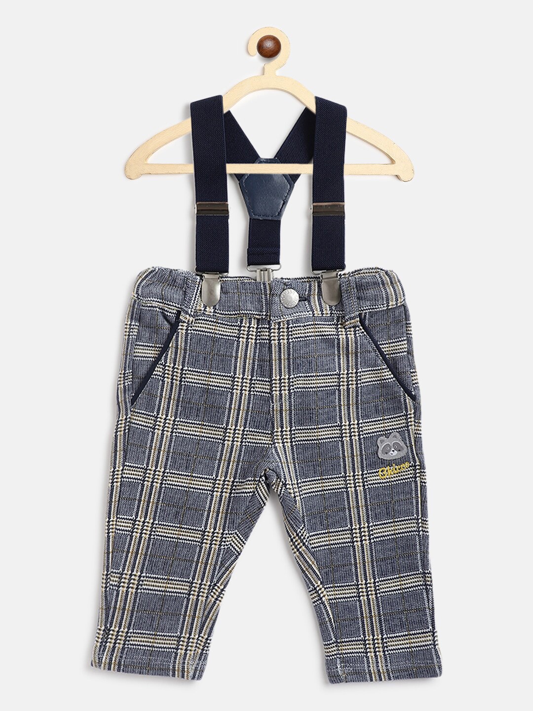 

Chicco Boys Grey Checked Relaxed Trousers With Suspenders