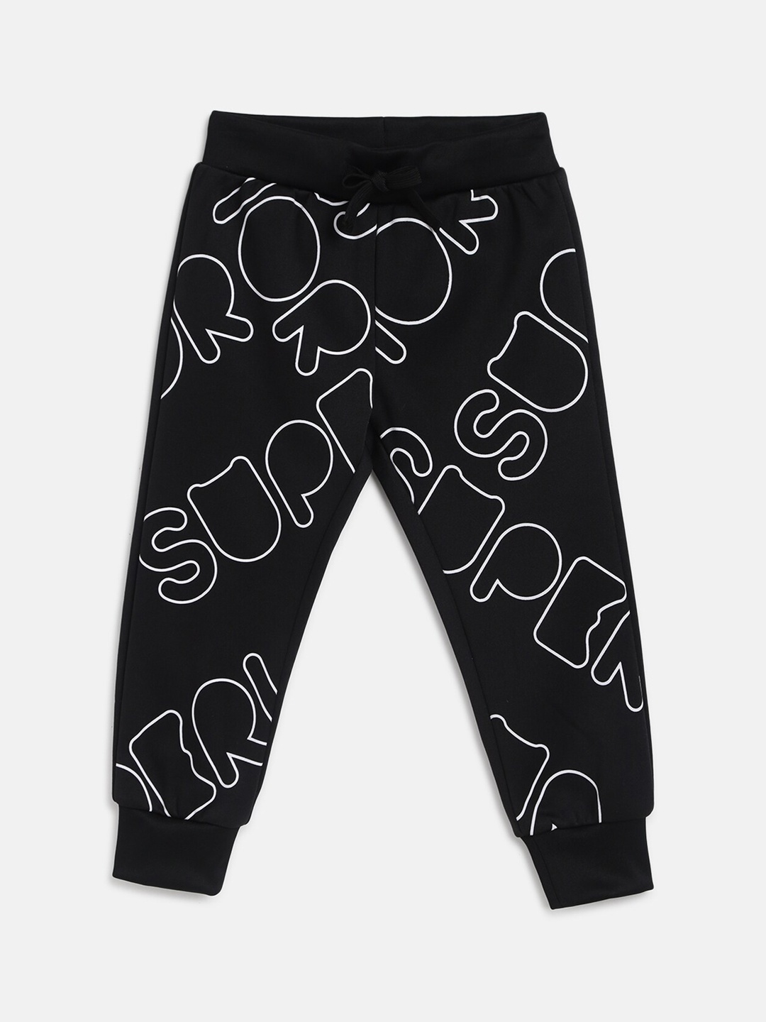 Chicco Boys Black Printed Regular Fit Joggers