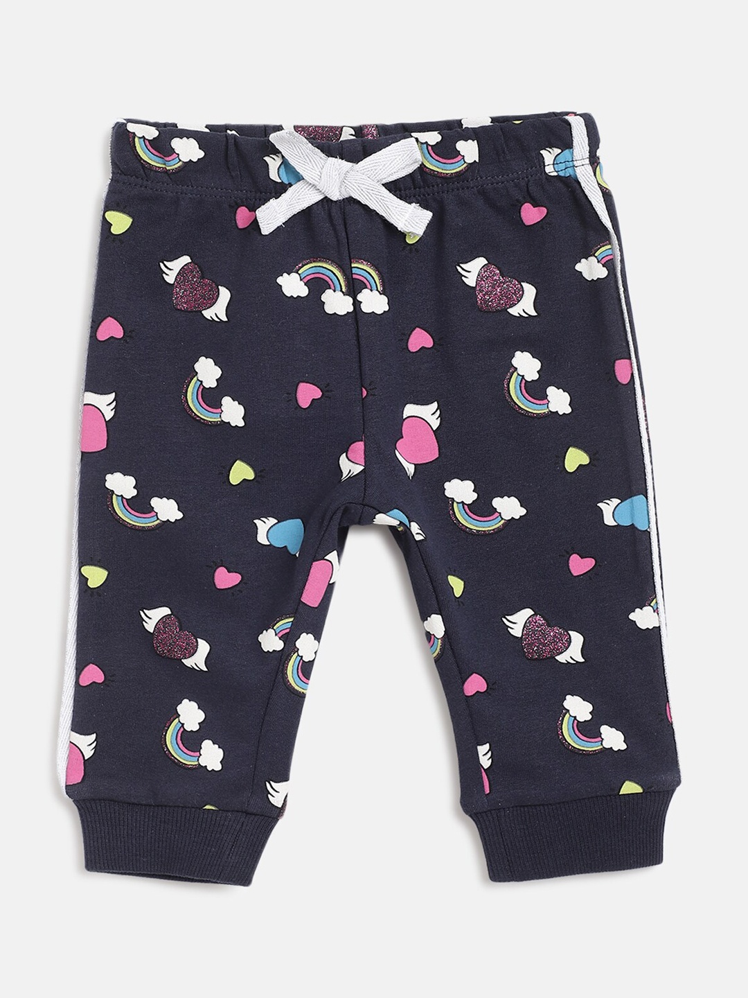 

Chicco Girls Navy Blue Printed Relaxed Joggers Trousers