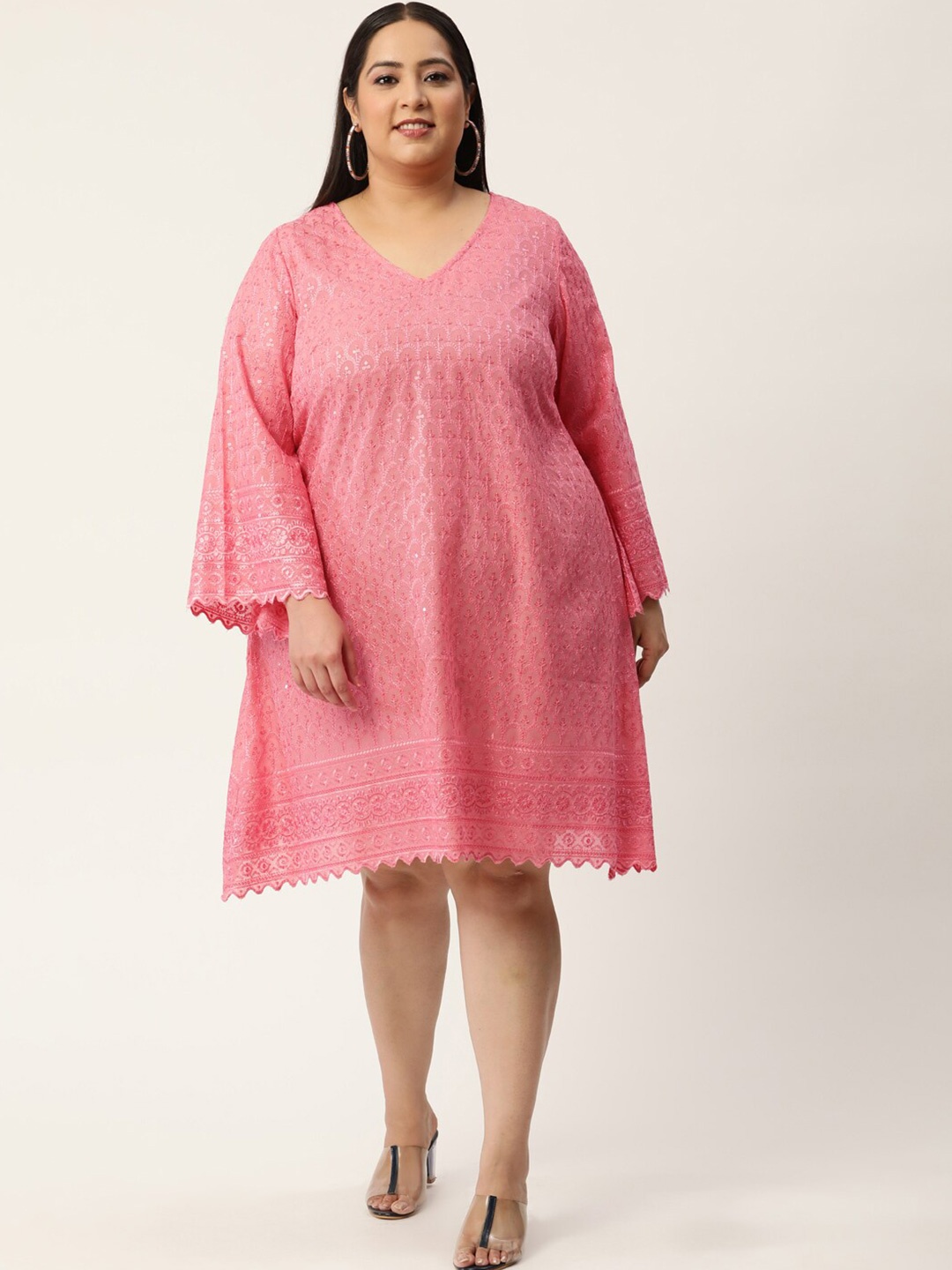 

theRebelinme Plus Size Women Pink A-Line Dress