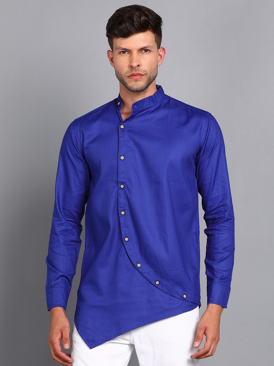 

A-Okay Men Blue Solid Casual Shirt
