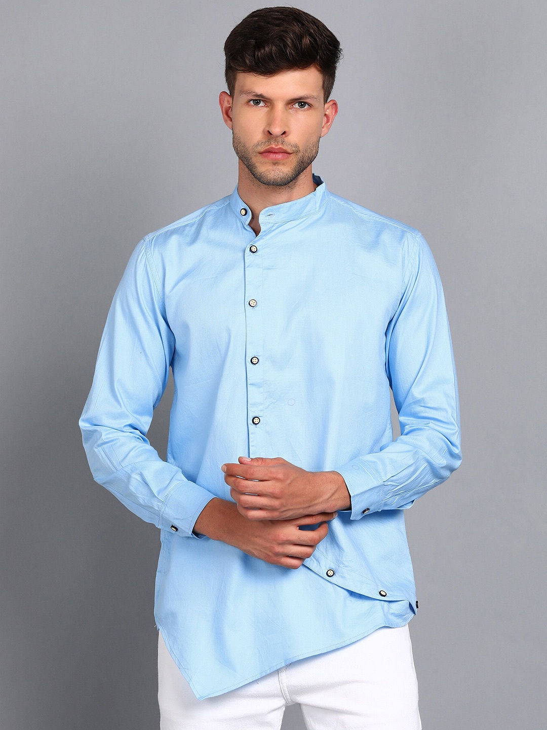 

A-Okay Men Blue Solid Casual Shirt
