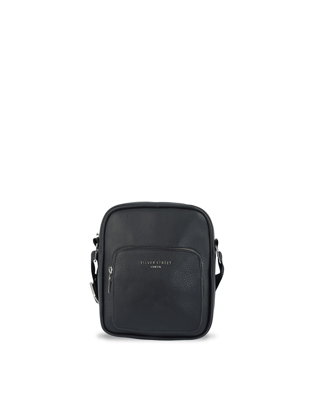 

SILVER STREET LONDON Men Black Textured Messenger Bag