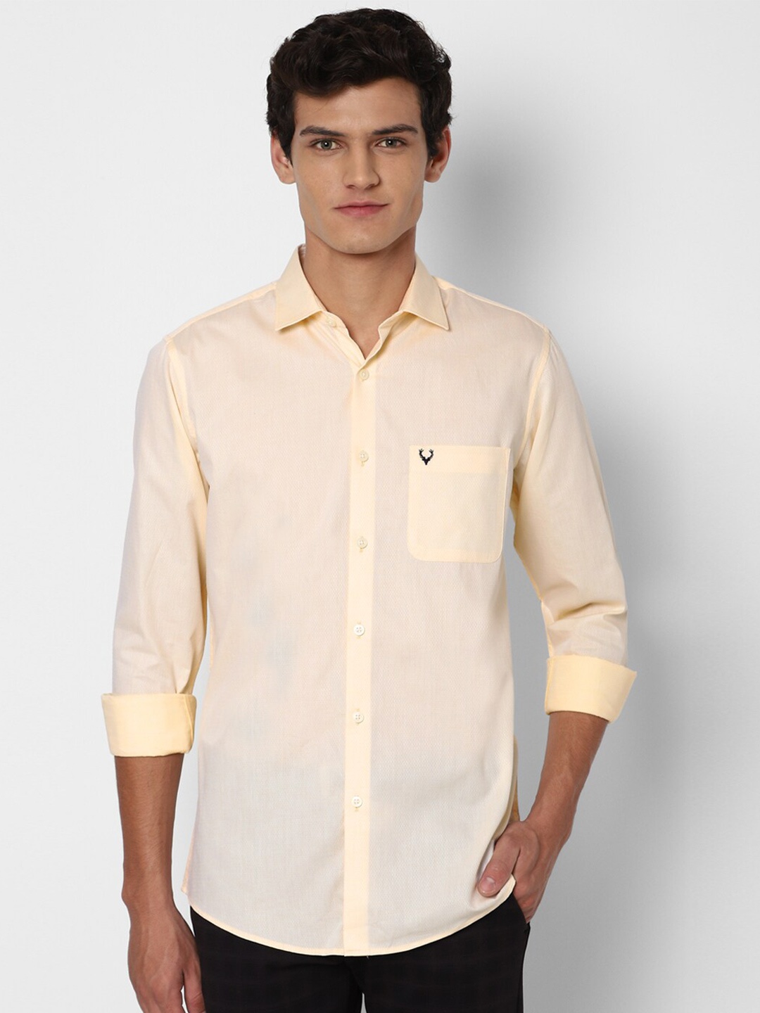 

Allen Solly Men Cream-Coloured Slim Fit Cotton Casual Shirt