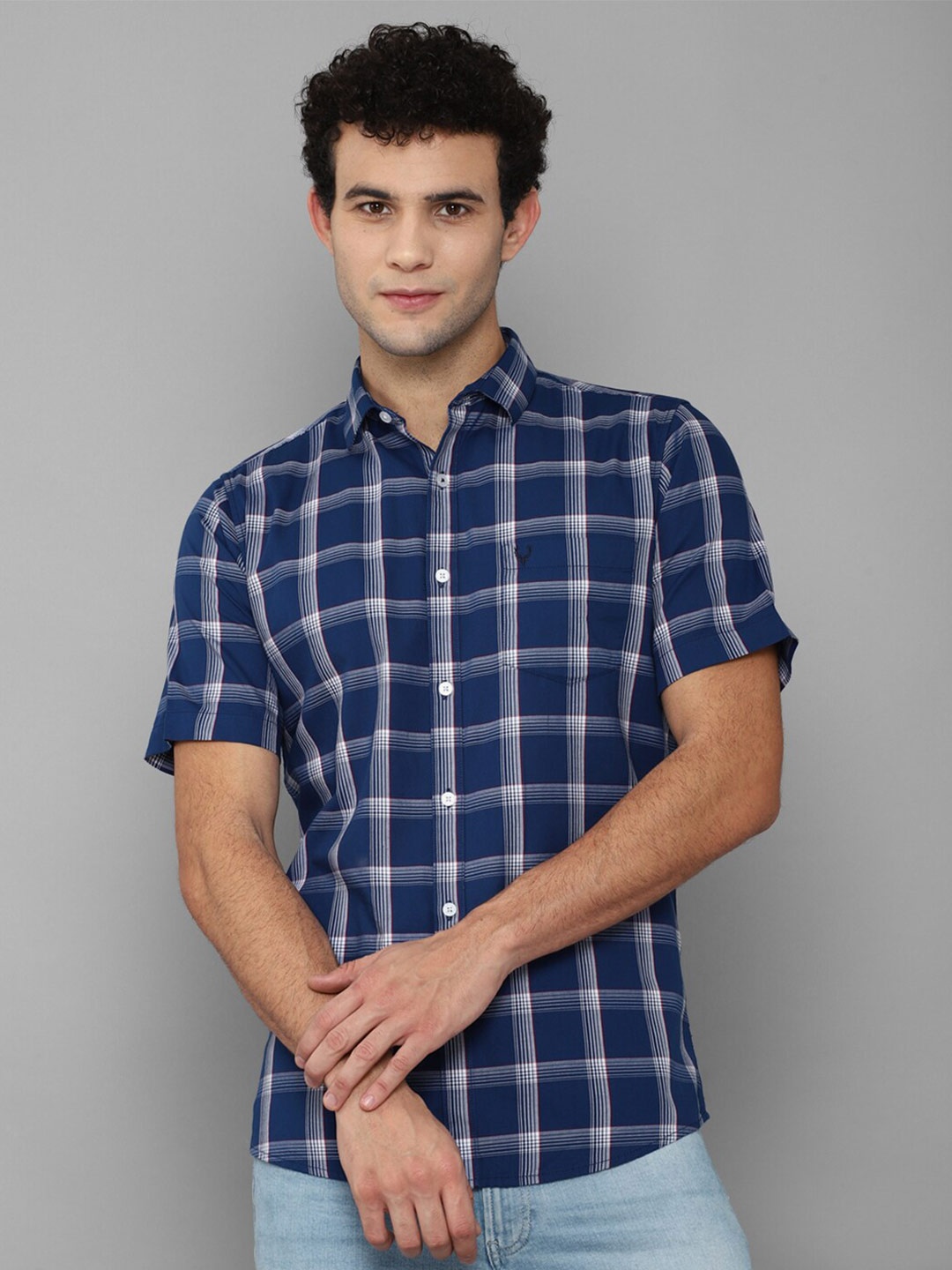 Allen Solly Men Blue Slim Fit Tartan Checks Checked Casual Shirt
